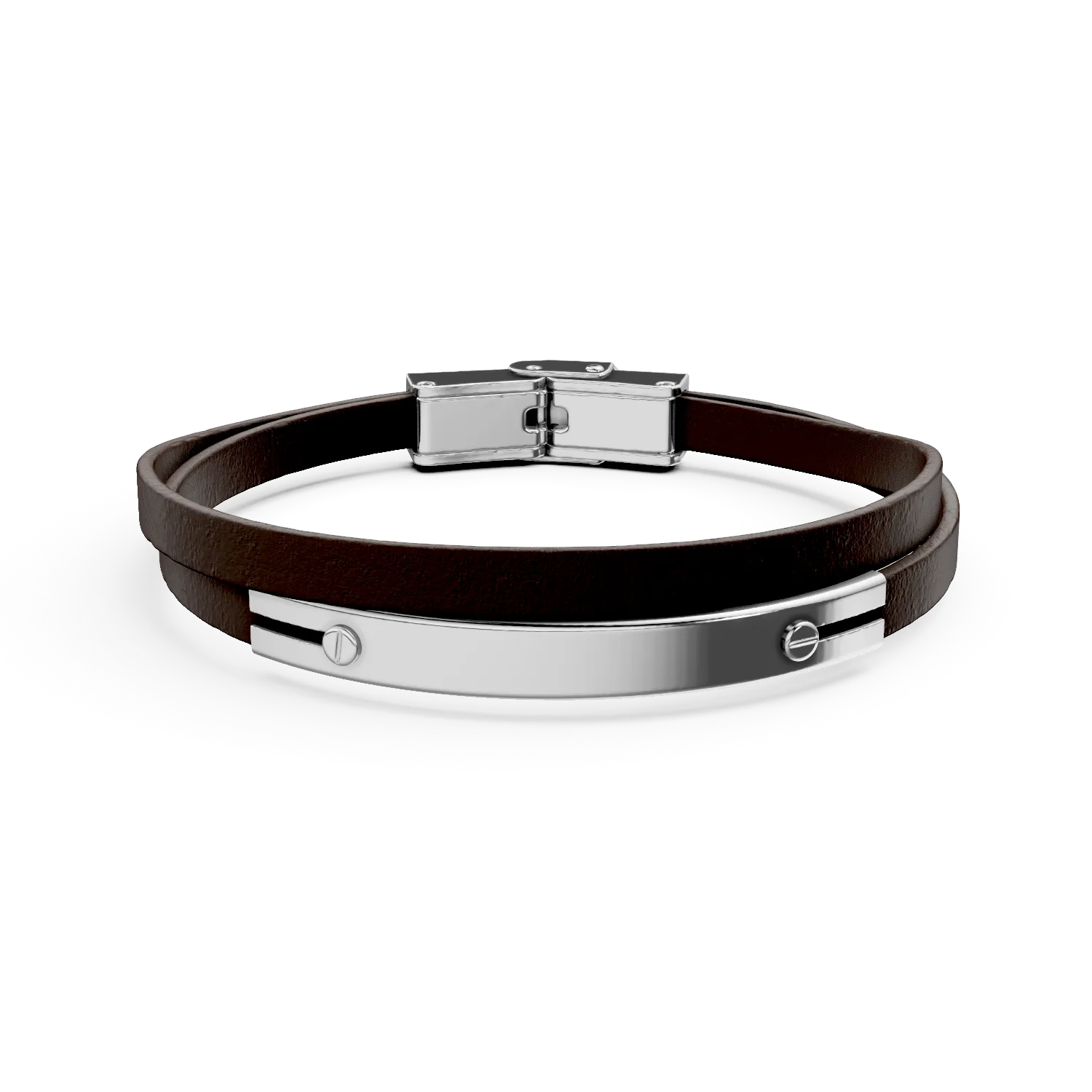 Bratara din otel si piele pentru barbati