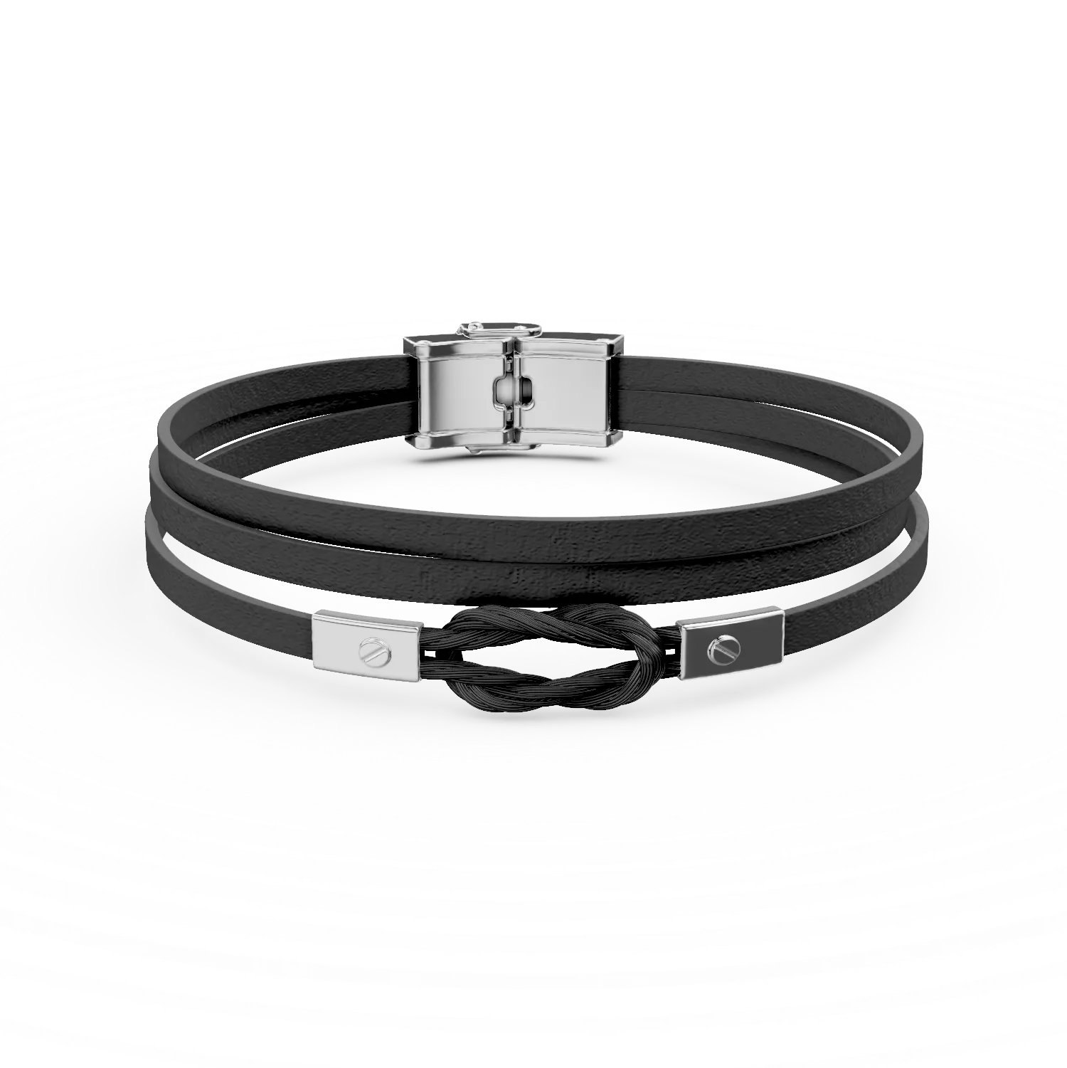 Bratara din otel si piele pentru barbati