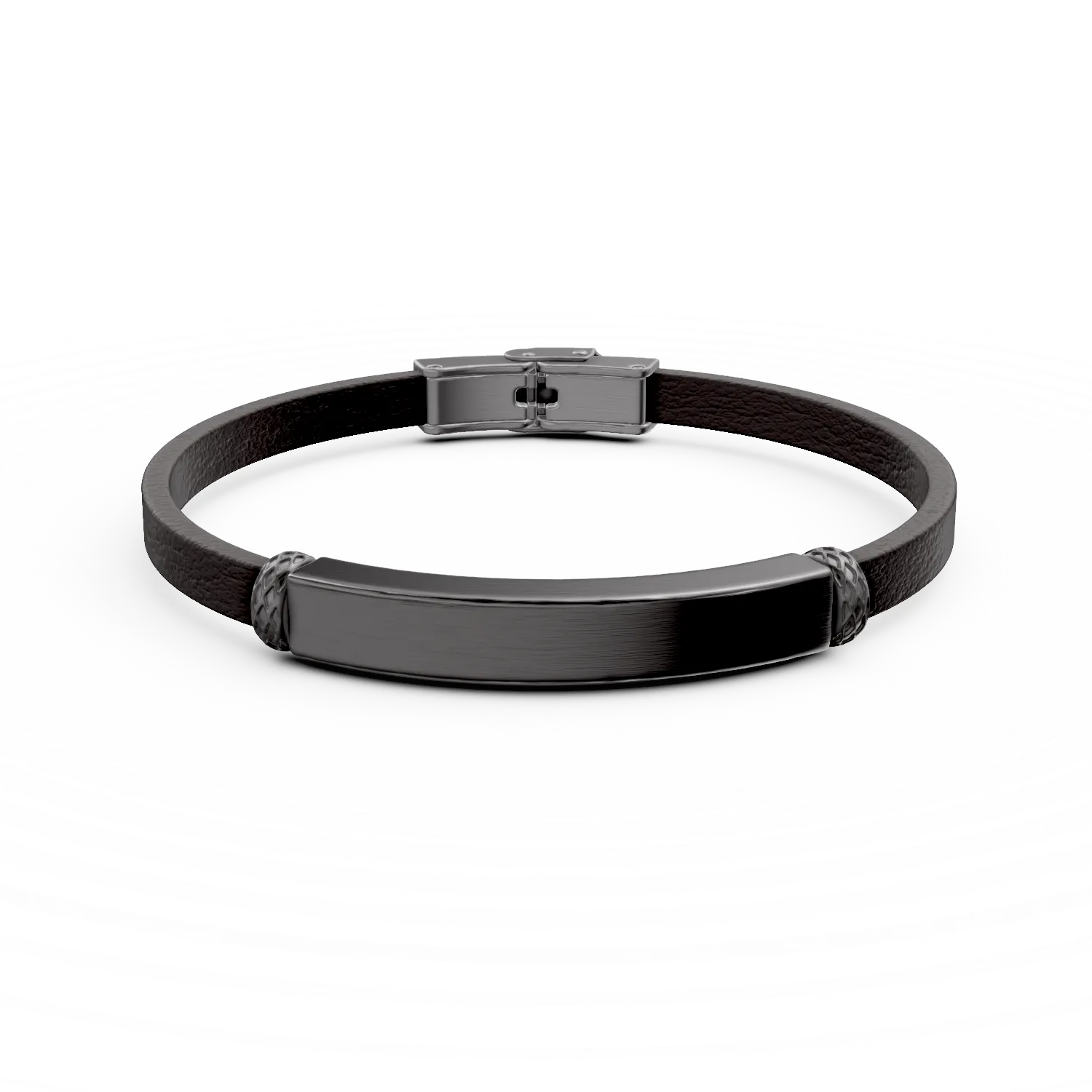 Bratara din otel si piele ecologica pentru barbati