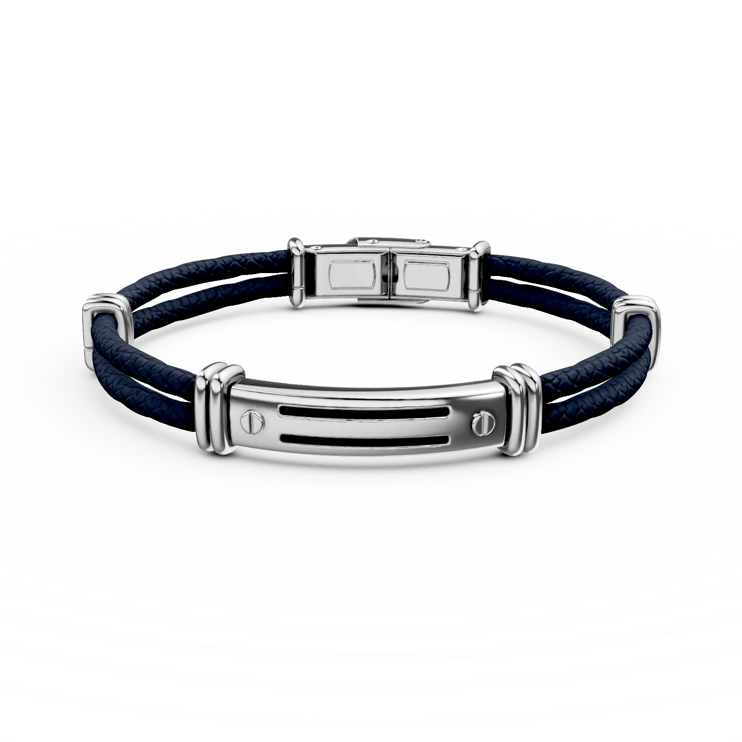 Bratara din otel si piele pentru barbati