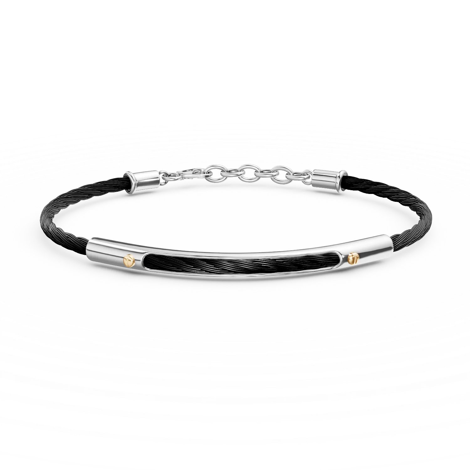 Bratara din aur alb-negru si otel pentru barbati