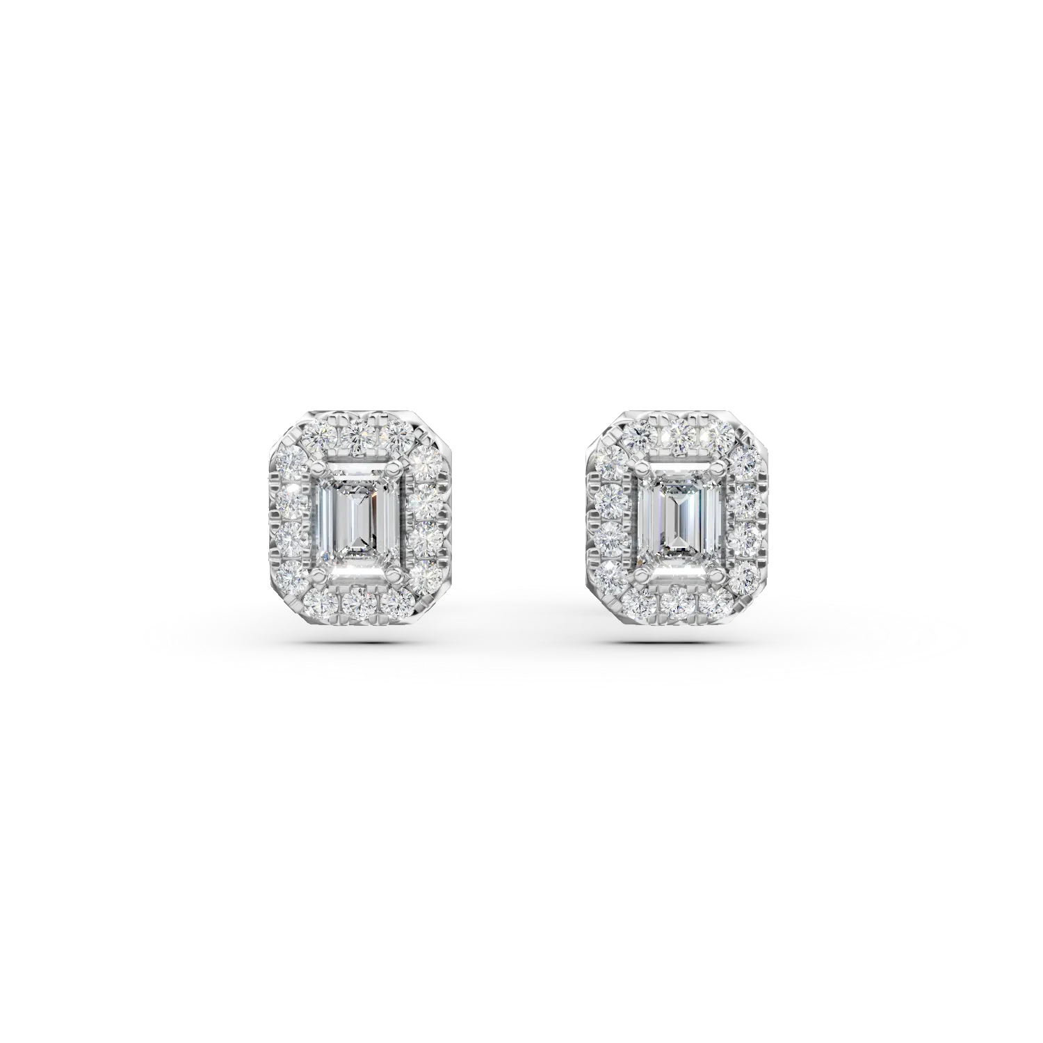 Cercei stud din aur alb cu diamante de 0.65ct create in laborator