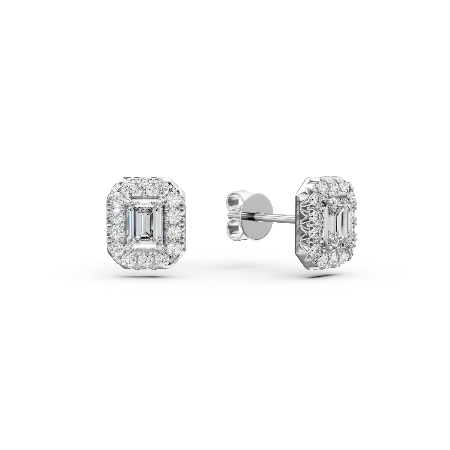 Cercei stud din aur alb cu diamante de 0.65ct create in laborator
