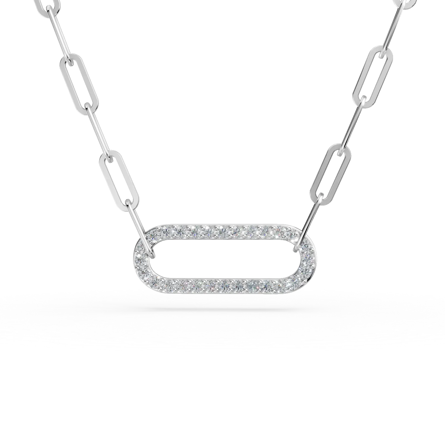 Colier din aur alb cu diamante de 0.1ct create in laborator