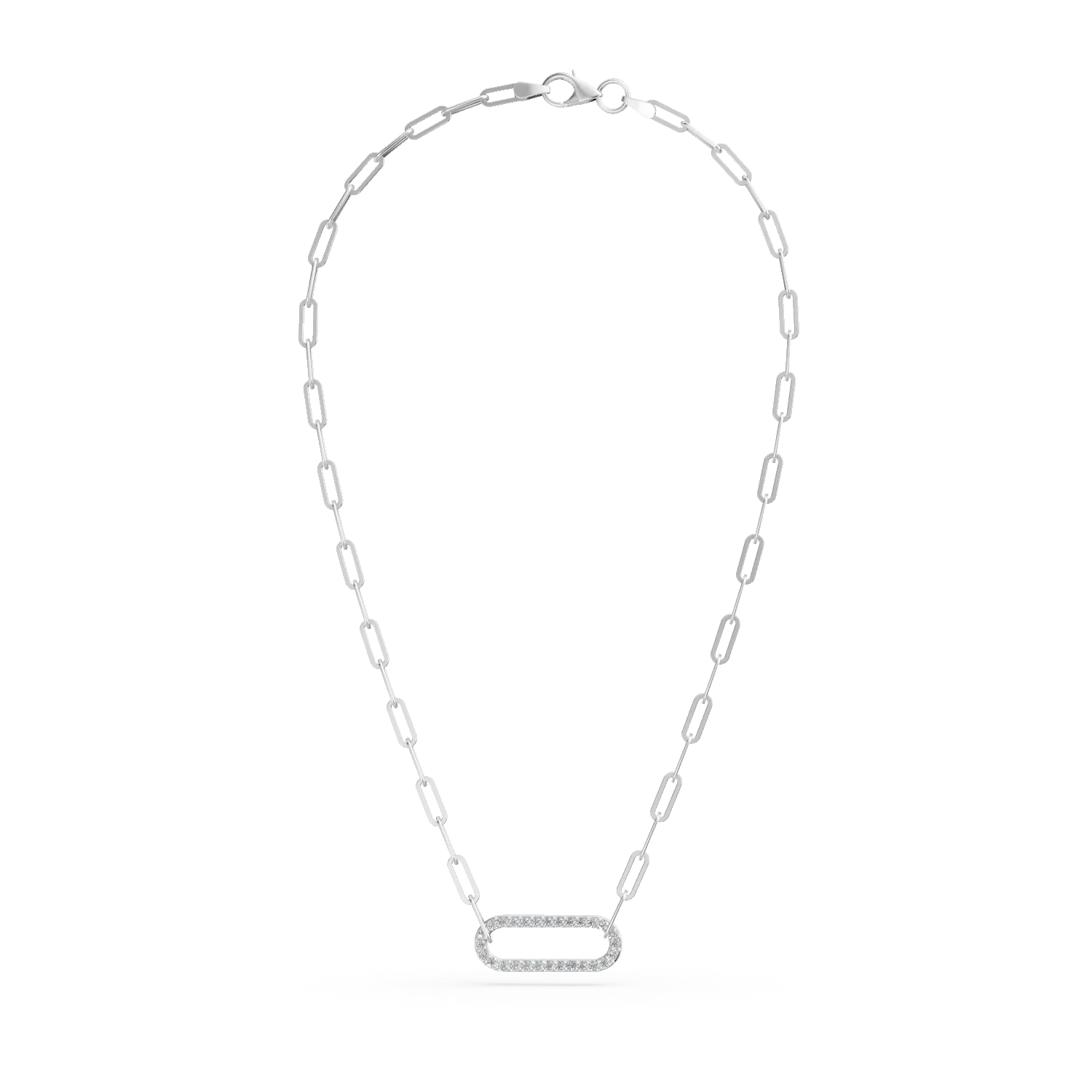Colier din aur alb cu diamante de 0.1ct create in laborator