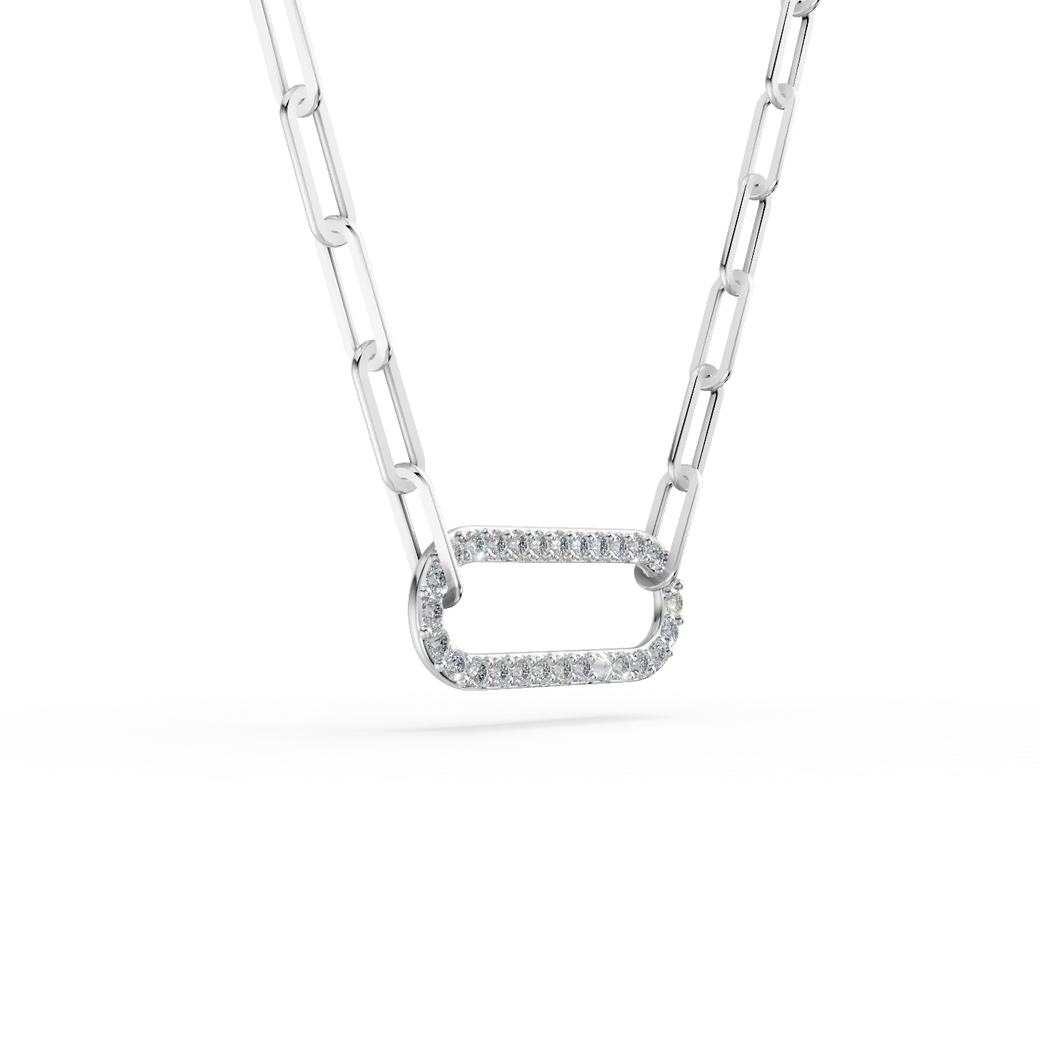 Colier din aur alb cu diamante de 0.1ct create in laborator