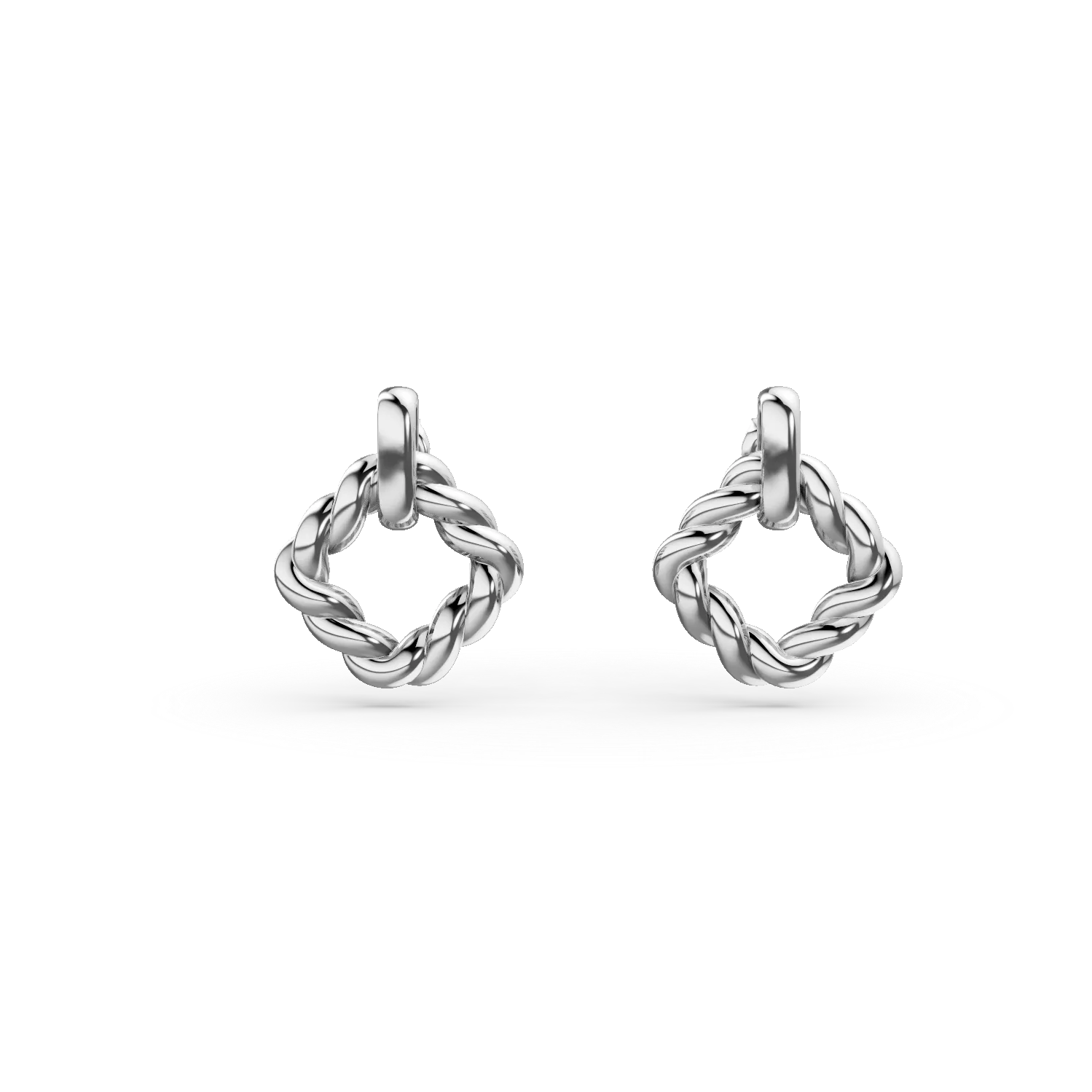 Cercei geometrici impletiti din argint