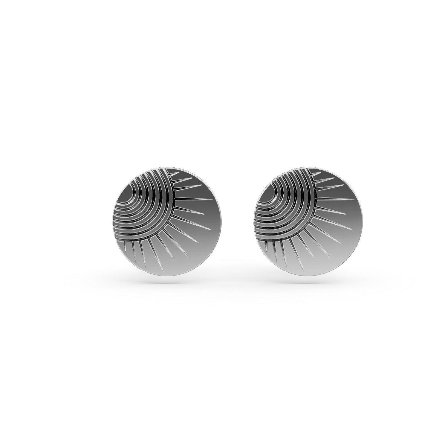 Cercei rotunzi din argint cu detaliu solar