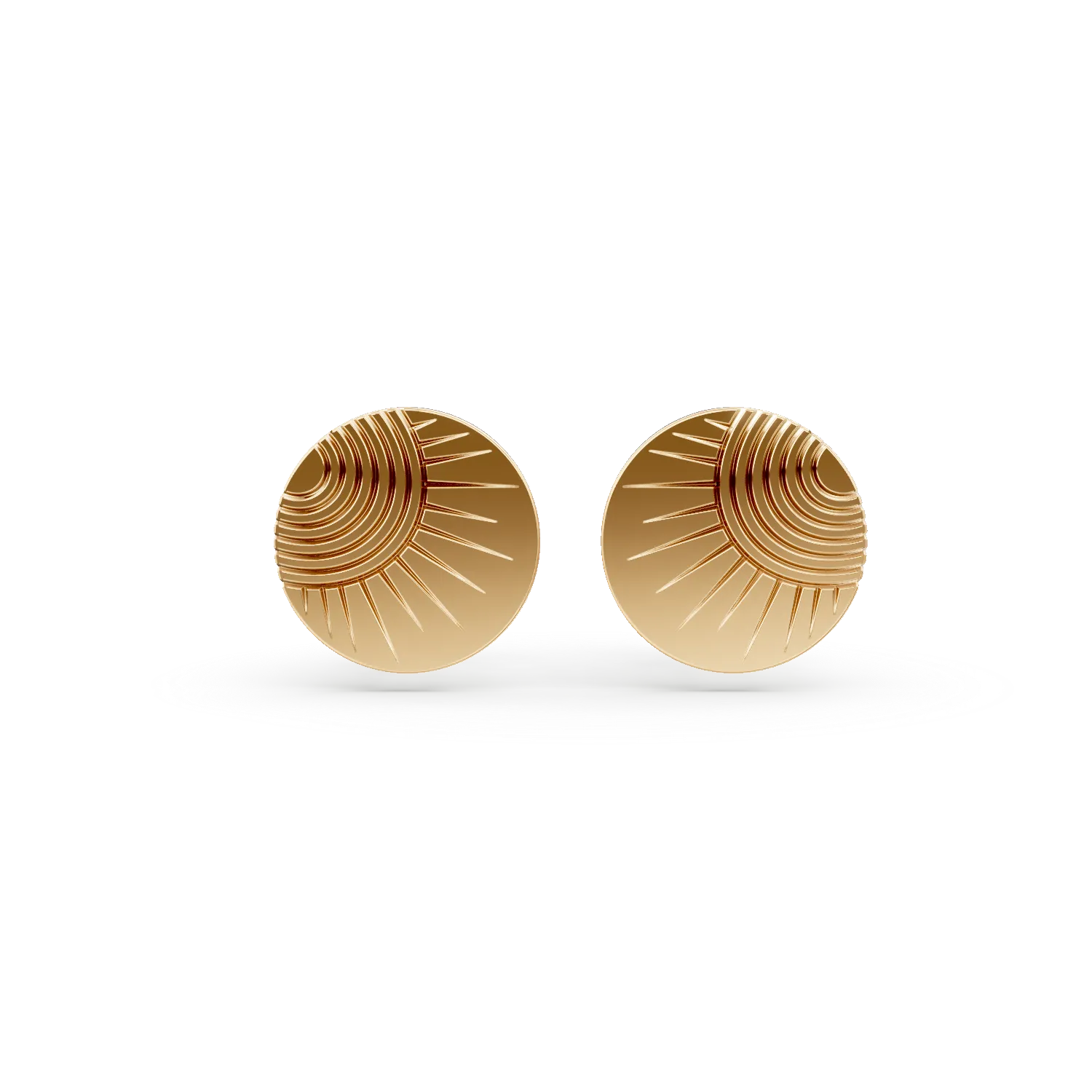 Cercei rotunzi din argint galben cu detaliu solar