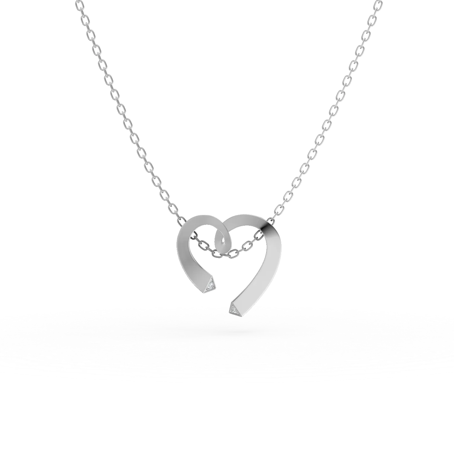 Lant cu pandantiv inima din argint cu zirconii