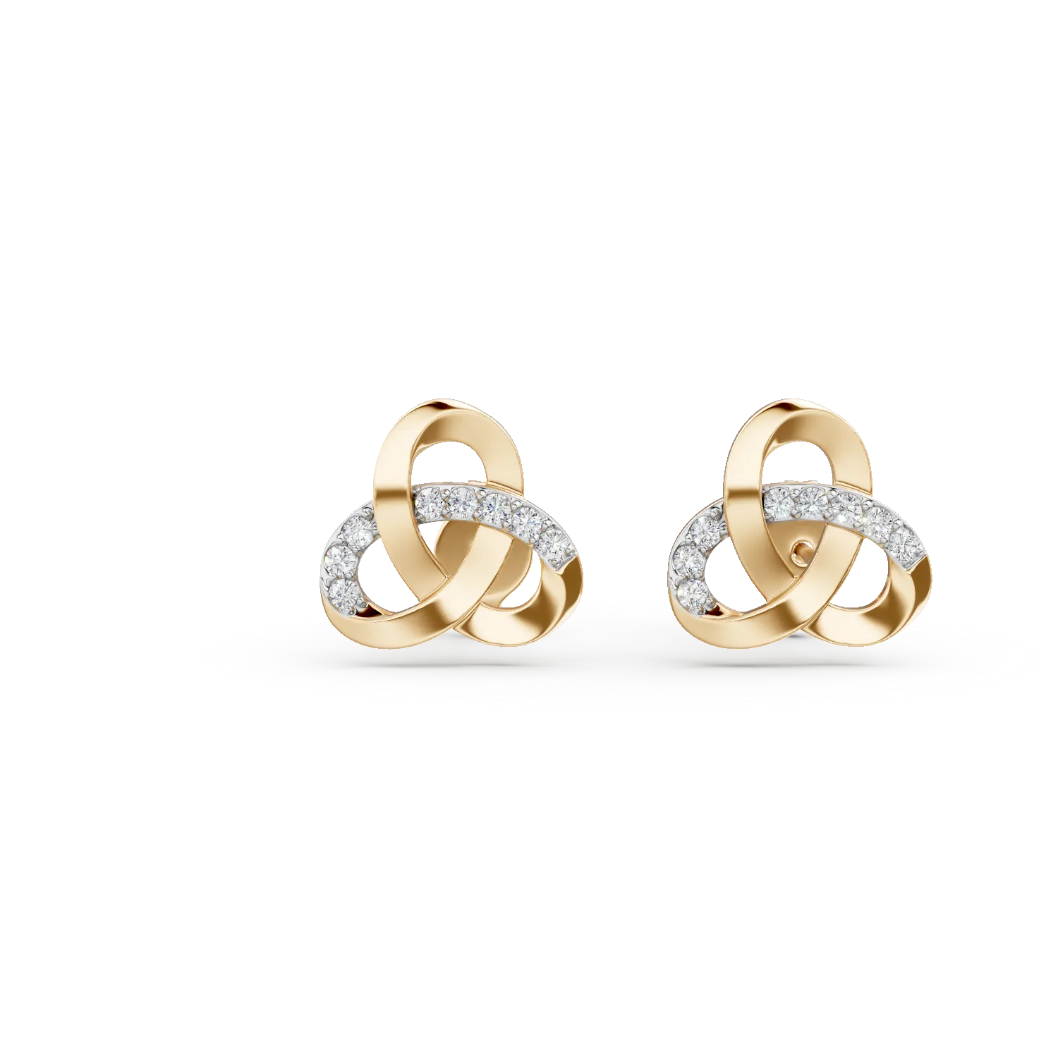 Cercei stud cu surub din argint galben cu zirconii