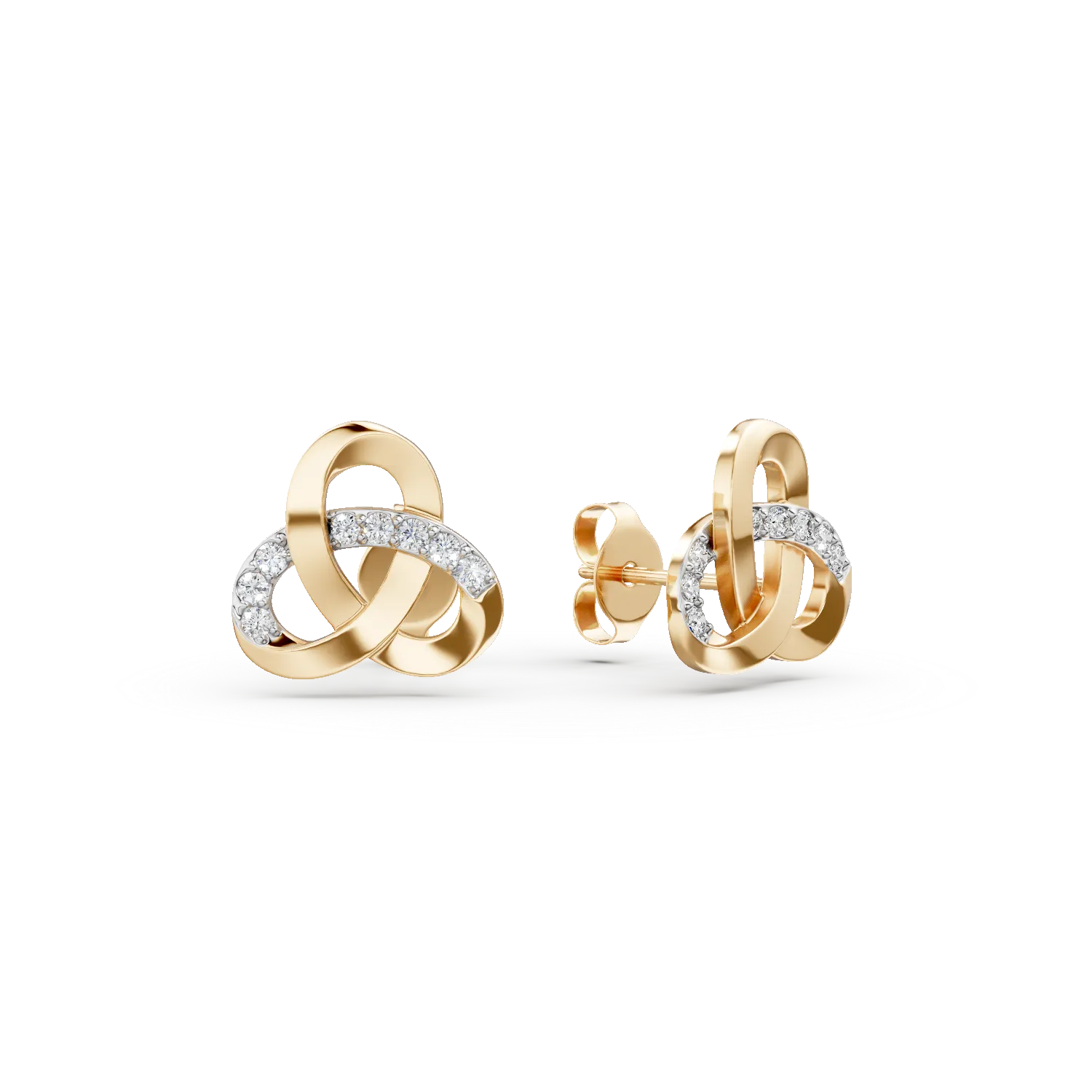 Cercei stud cu surub din argint galben cu zirconii