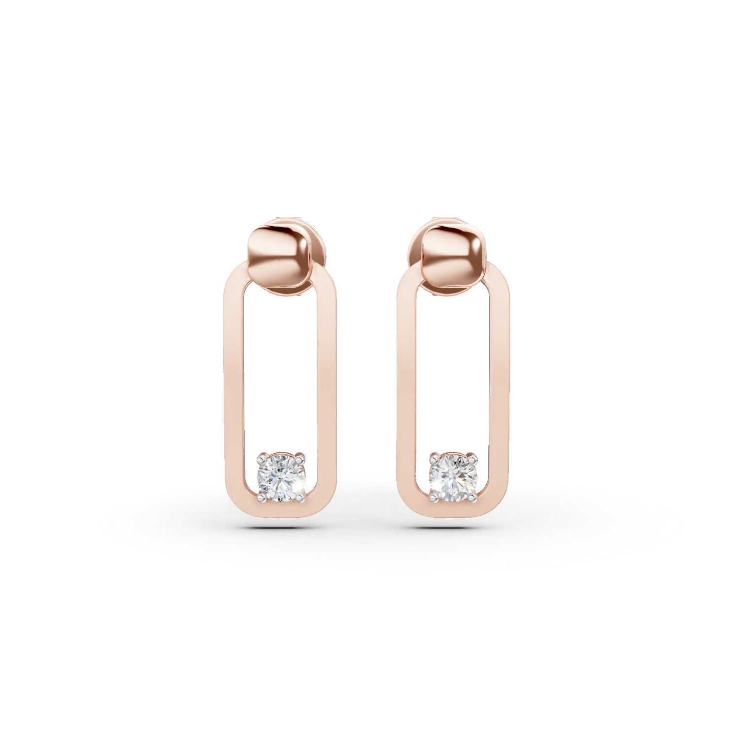 Cercei stud din argint roz cu zirconii