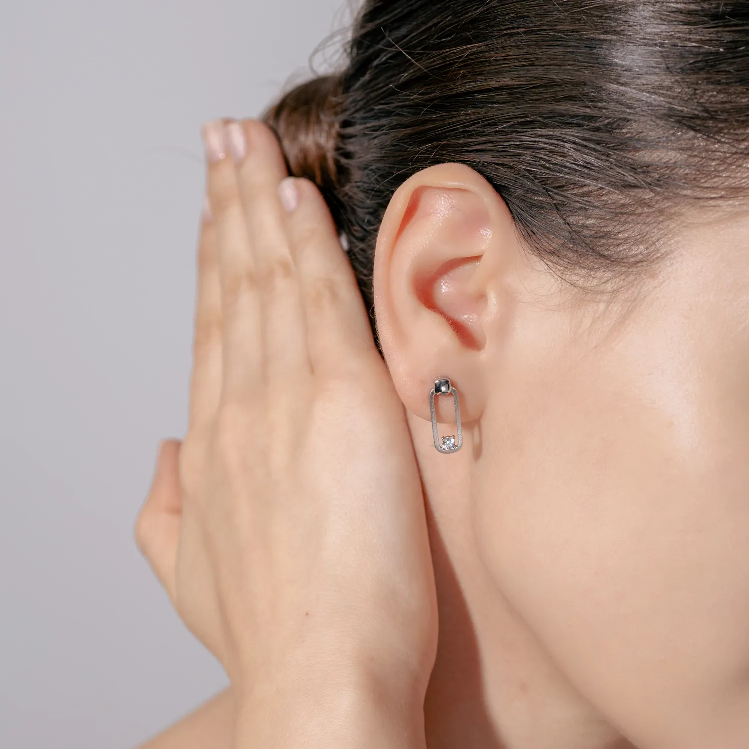 Cercei stud din argint cu zirconii - imagine 3