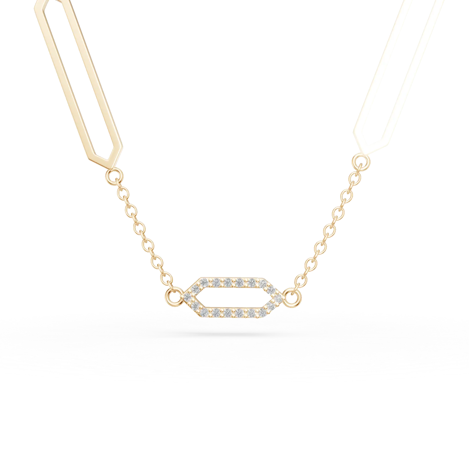 Lant cu pandantive geometrice din argint galben