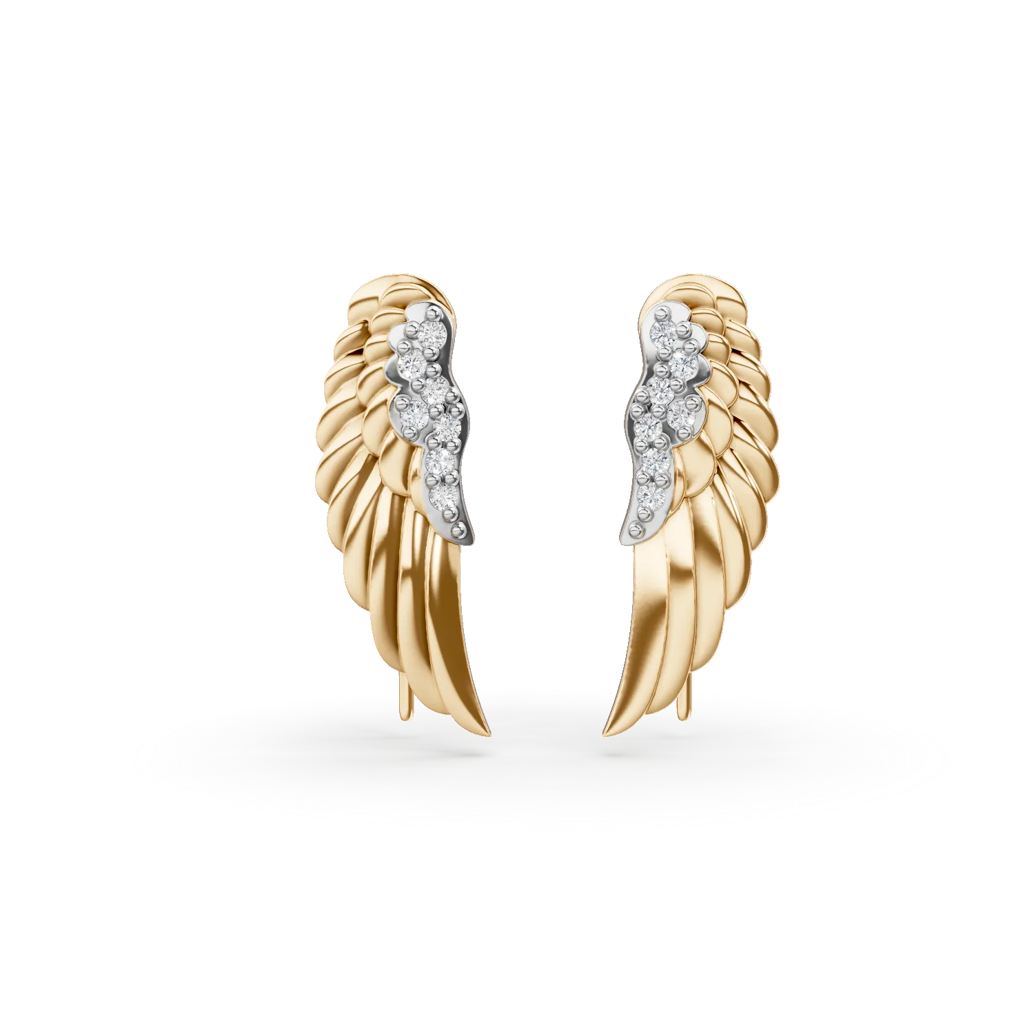 Cercei aripi din argint alb-galben cu zirconii