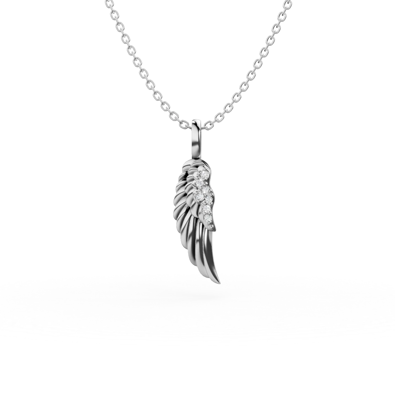 Lant cu pandantiv aripa din argint cu zirconii