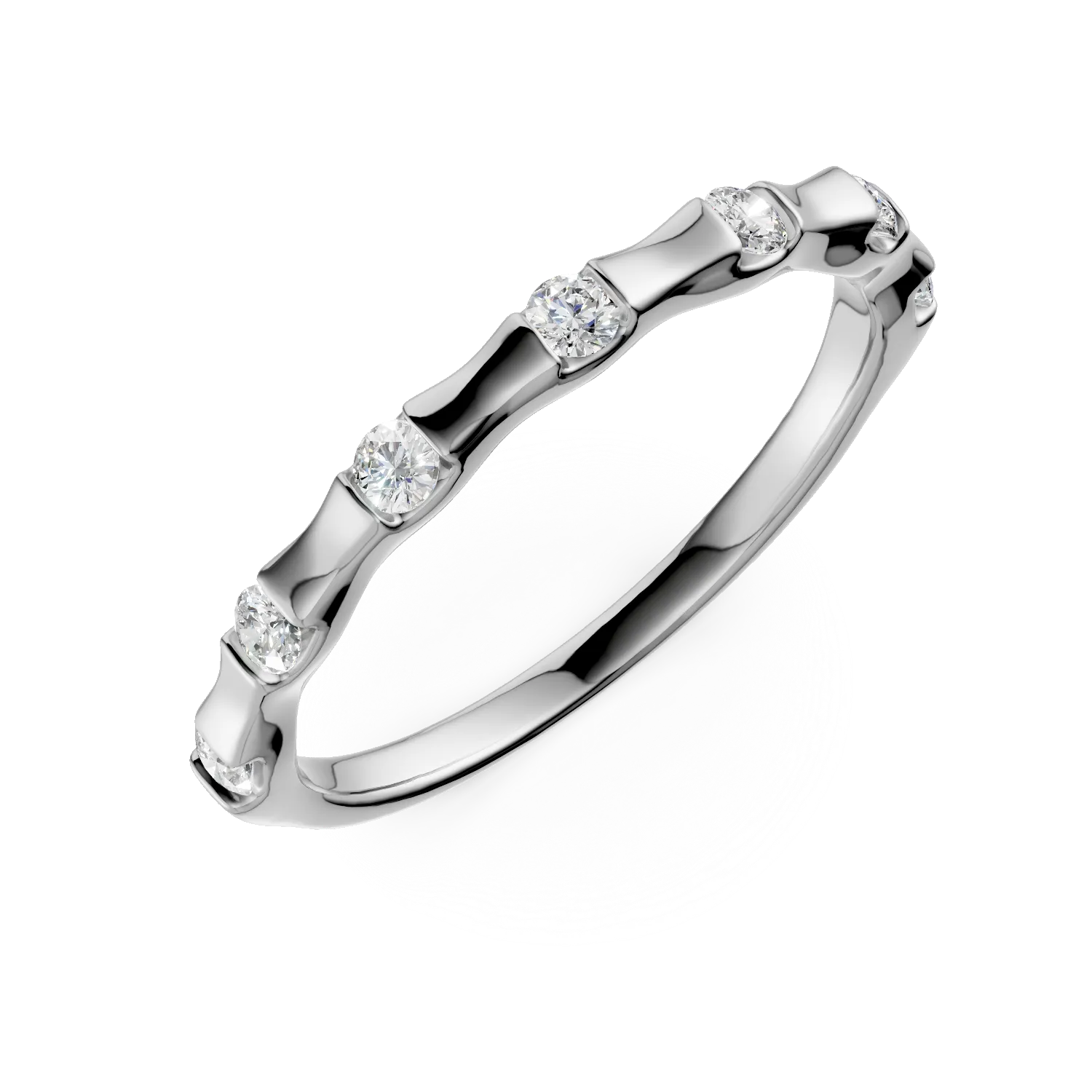 Inel minimalist din argint cu zirconii microsetting