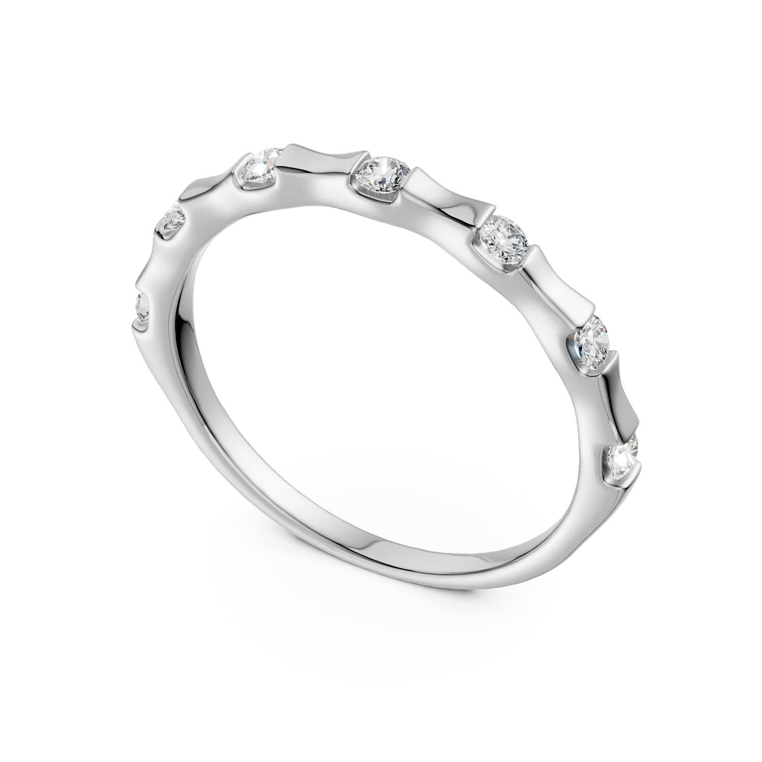 Inel minimalist din argint cu zirconii microsetting