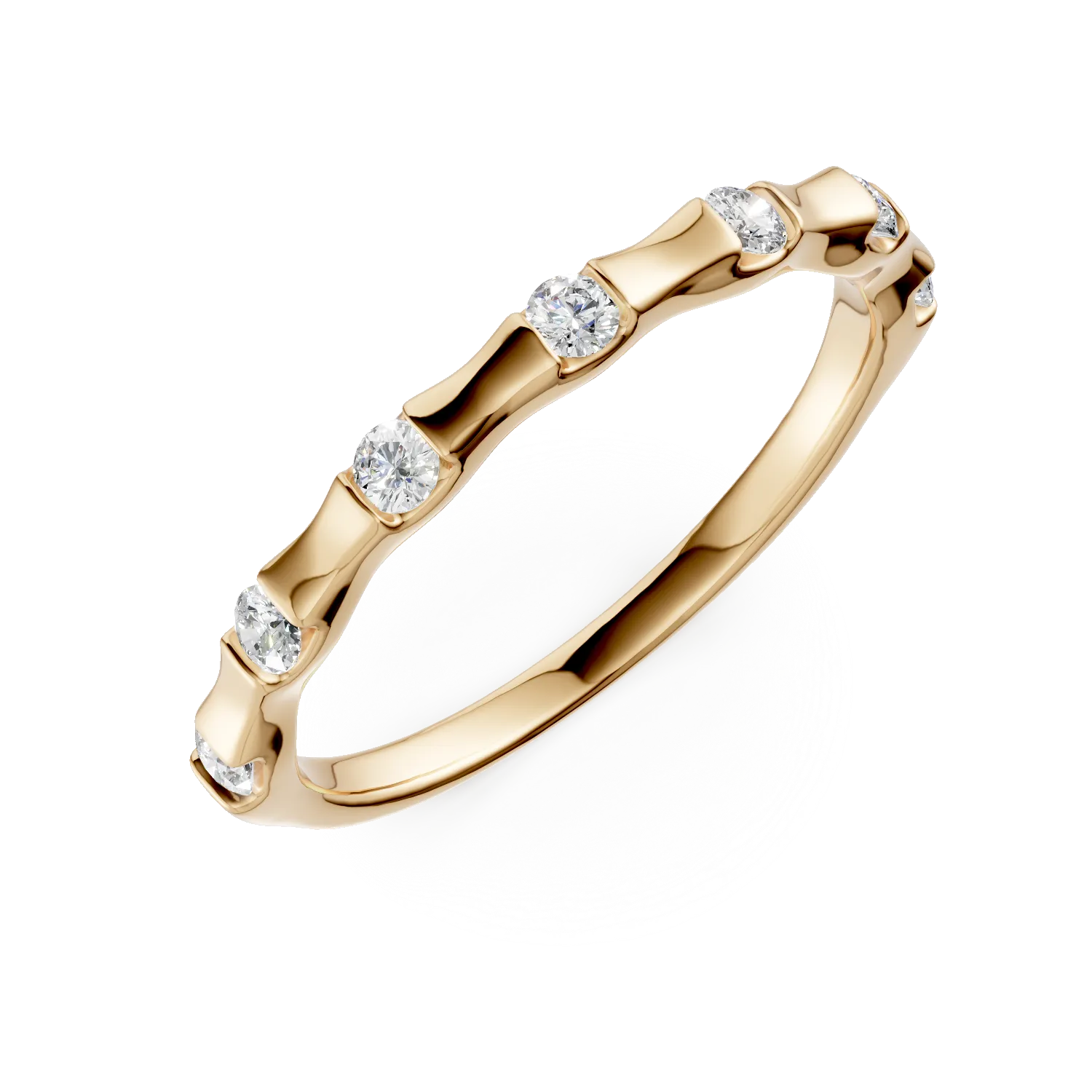 Inel minimalist din argint galben cu zirconii microsetting