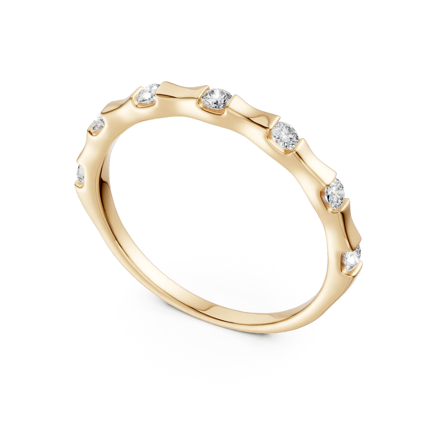 Inel minimalist din argint galben cu zirconii microsetting