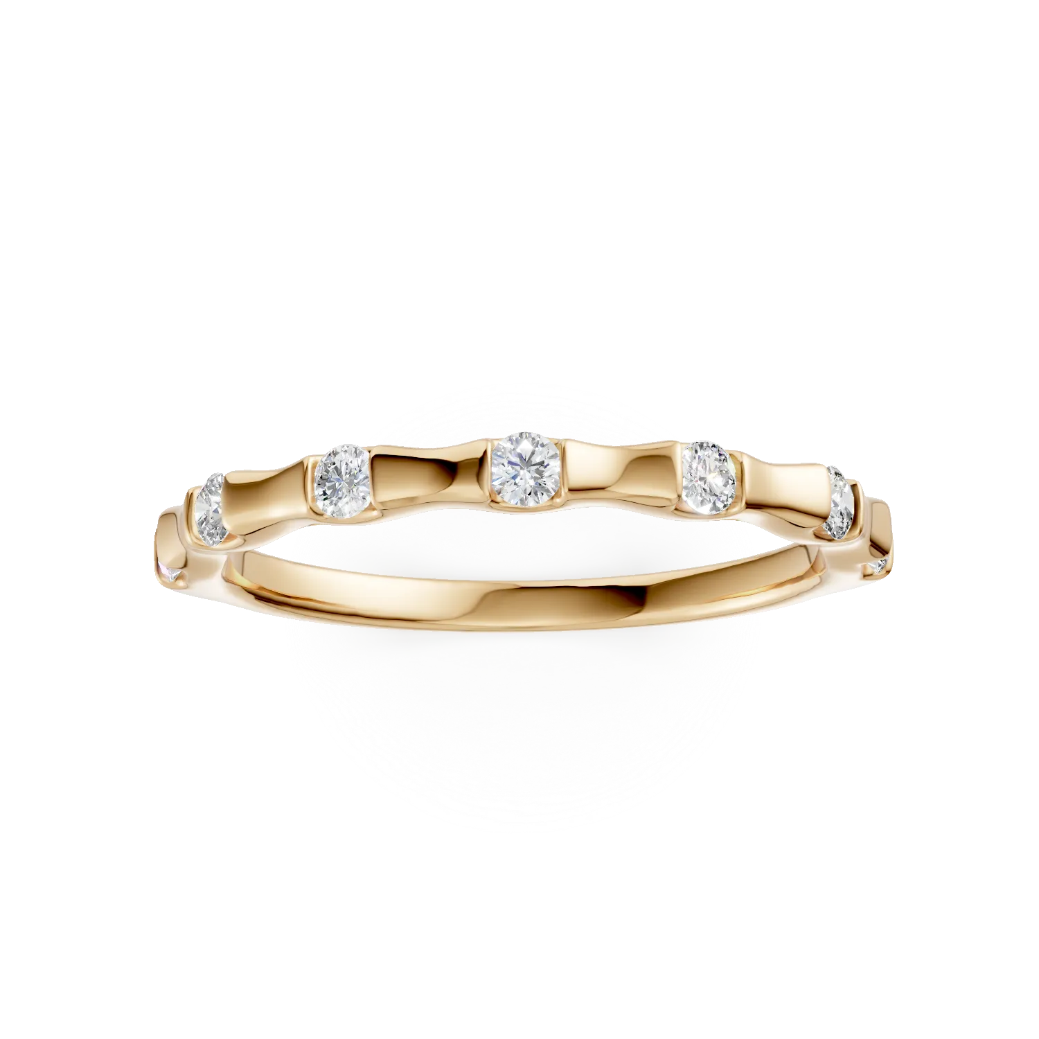 Inel minimalist din argint galben cu zirconii microsetting