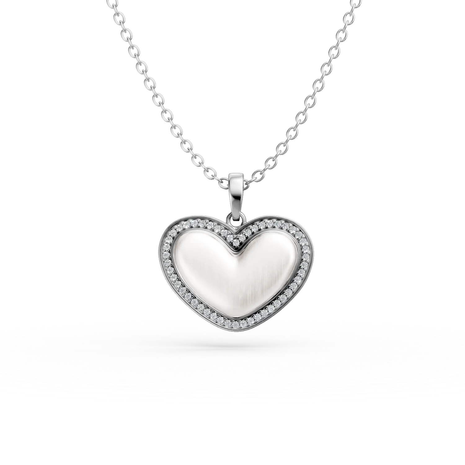 Lant cu pandantiv inima din argint cu zirconii