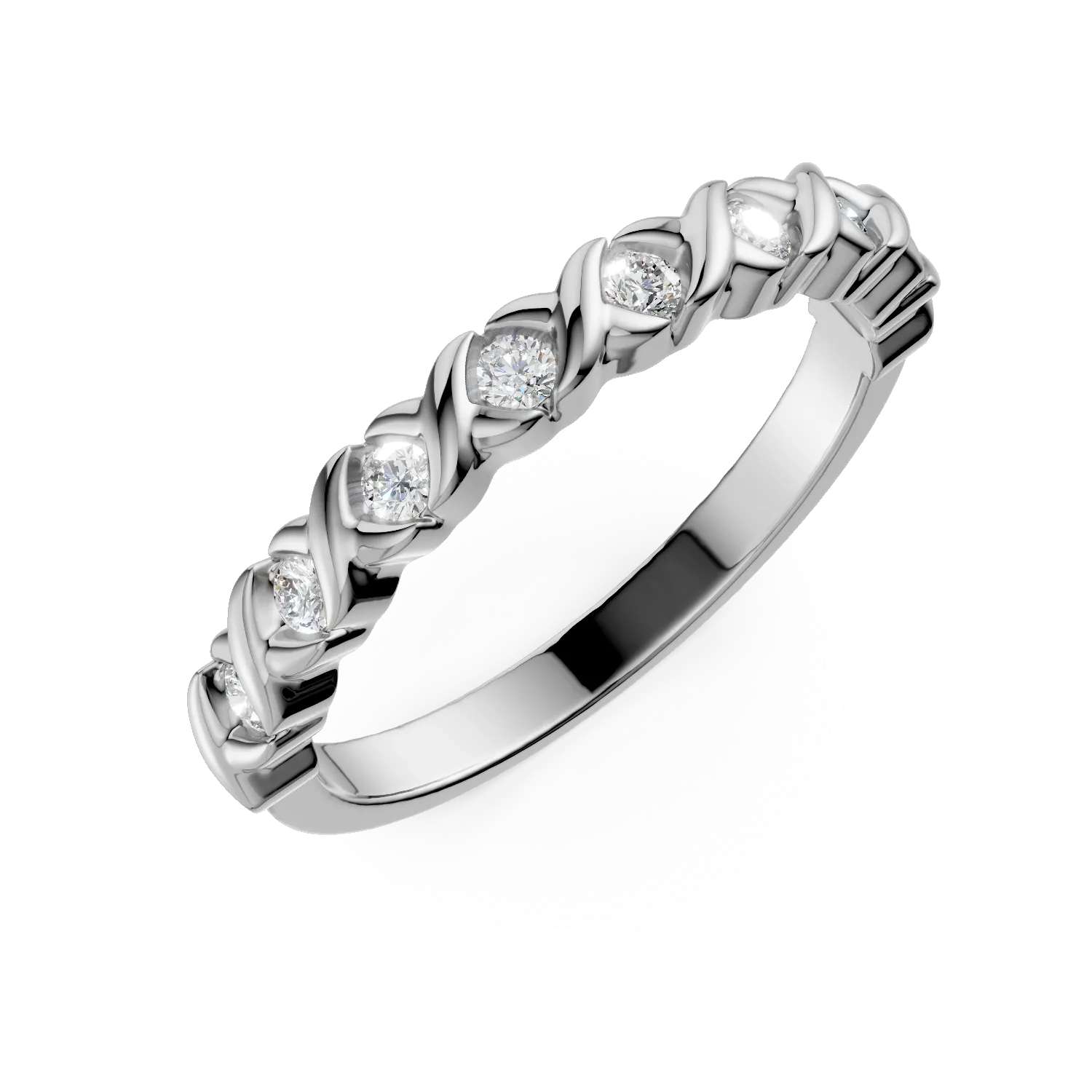 Inel semi eternity impletit din argint cu zirconii