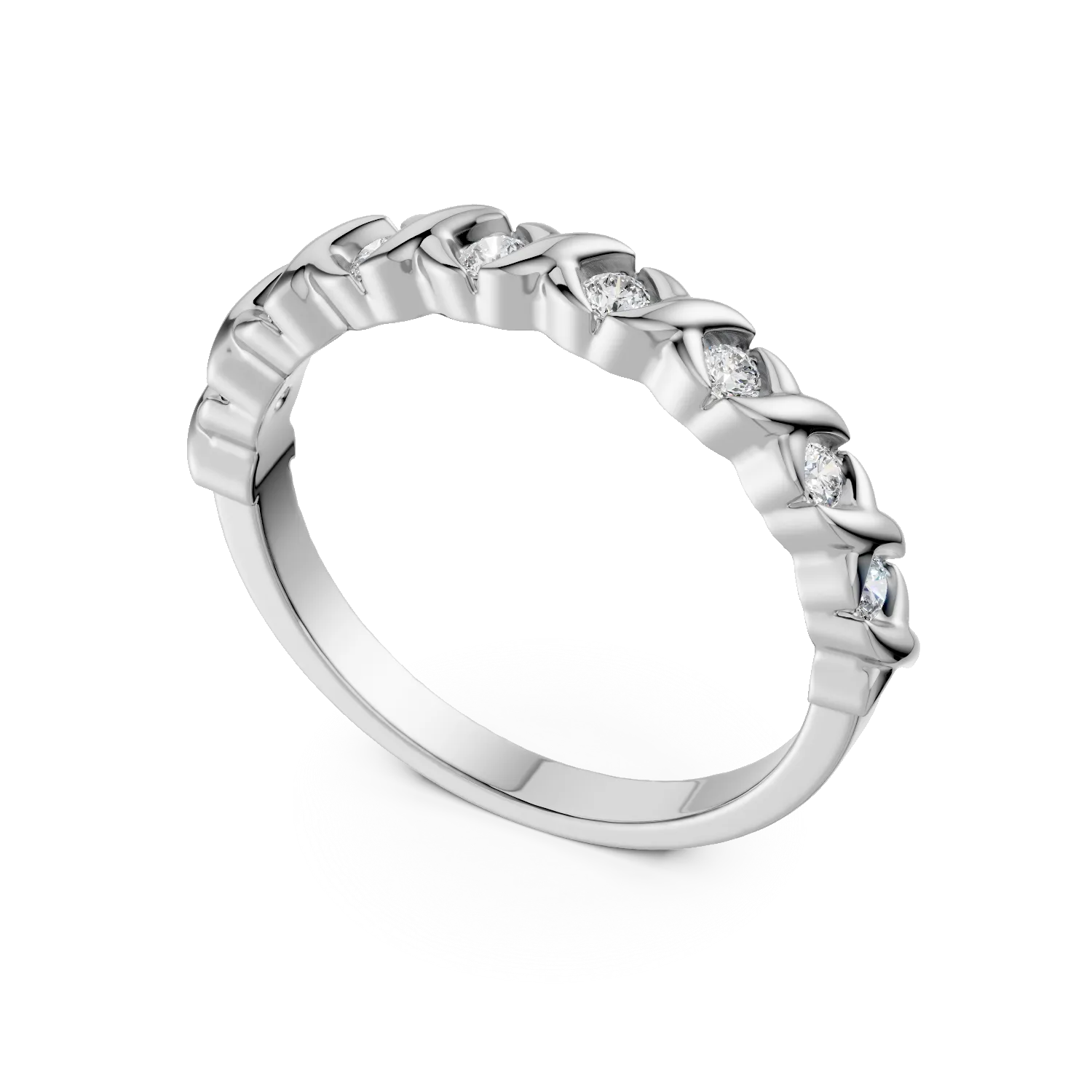 Inel semi eternity impletit din argint cu zirconii