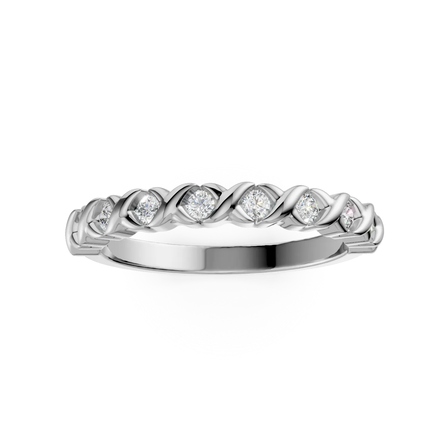 Inel semi eternity impletit din argint cu zirconii
