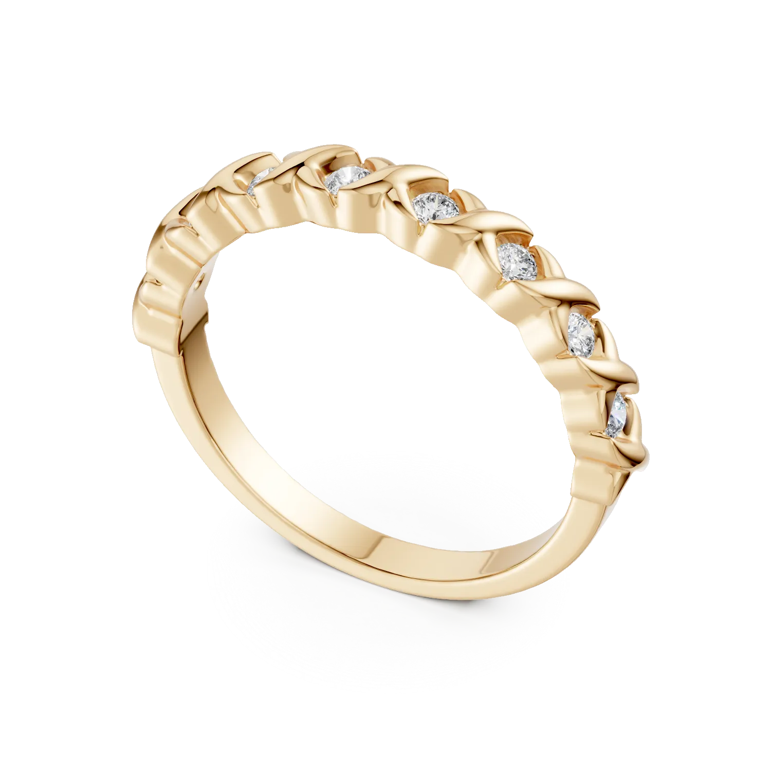 Inel semi eternity impletit din argint galben cu zirconii