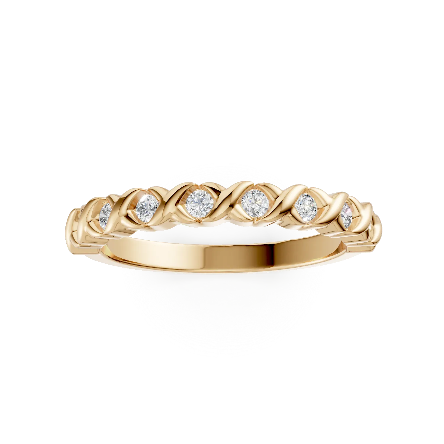 Inel semi eternity impletit din argint galben cu zirconii