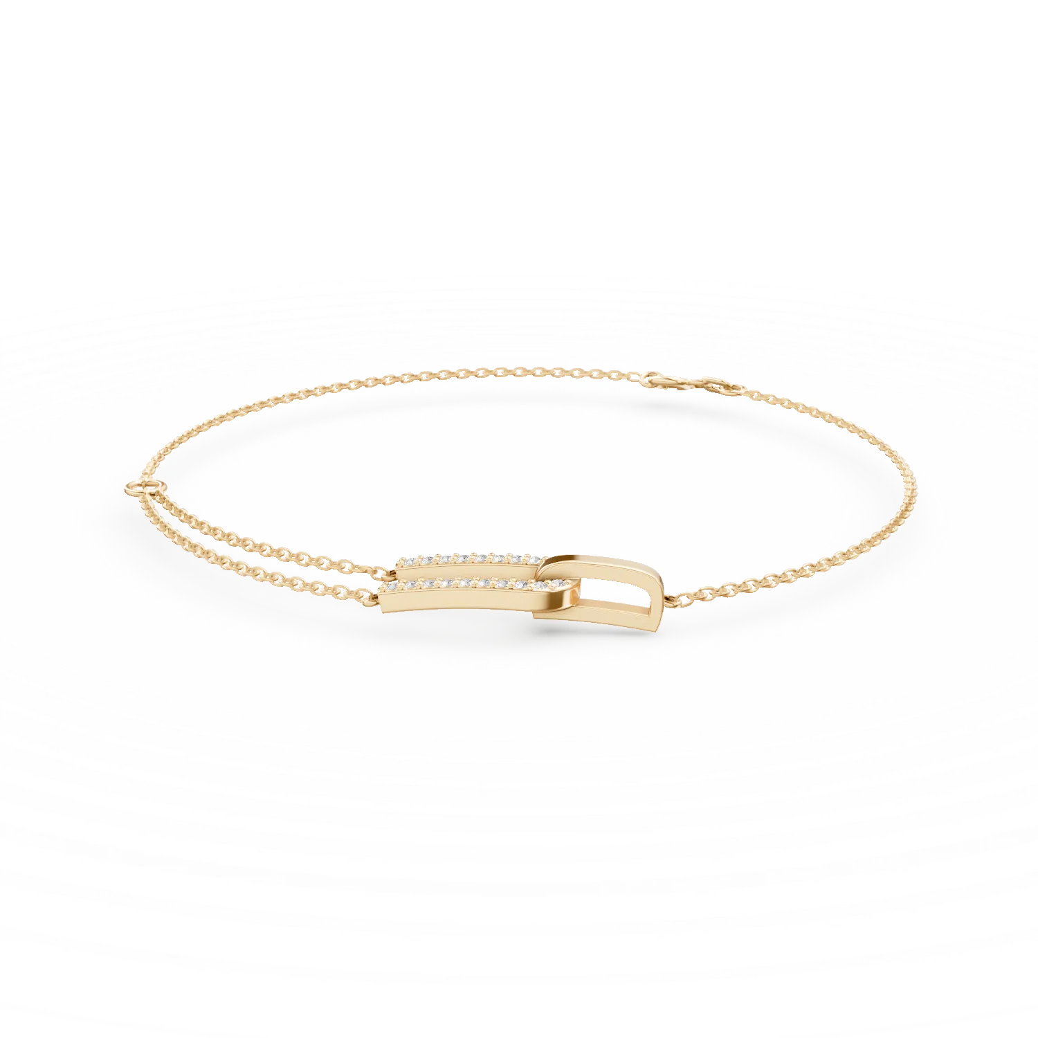 Bratara cu pandantiv geometric din argint galben cu zirconii - imagine 7
