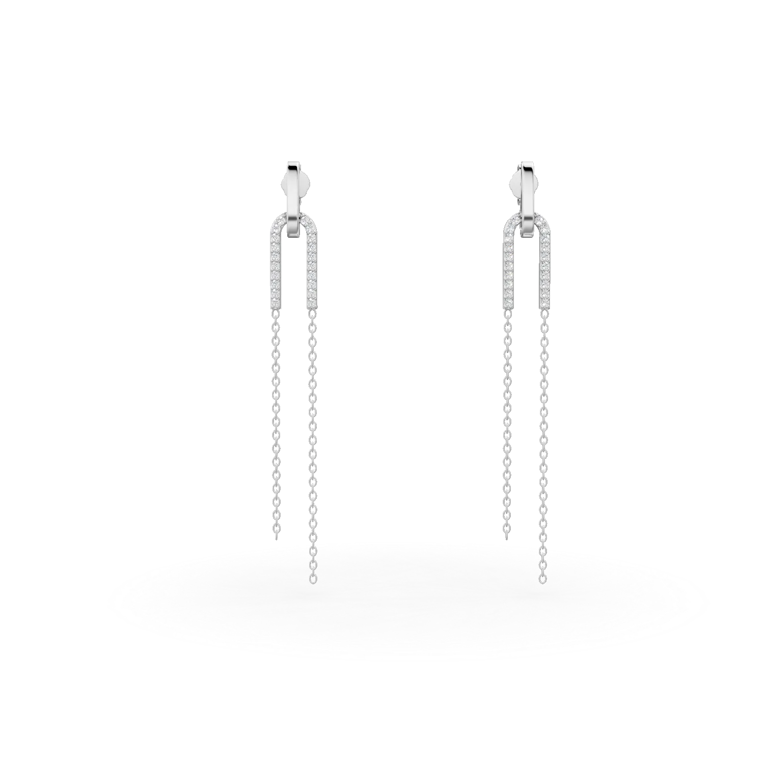 Cercei stud lungi din argint cu zirconii