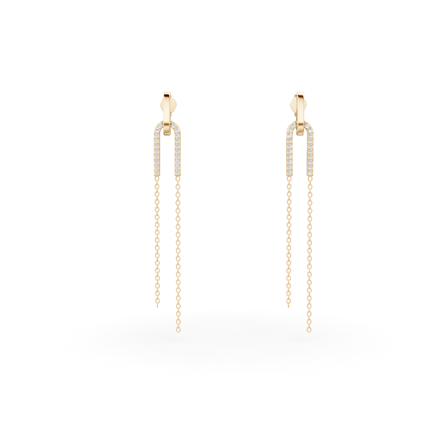 Cercei stud lungi din argint galben cu zirconii