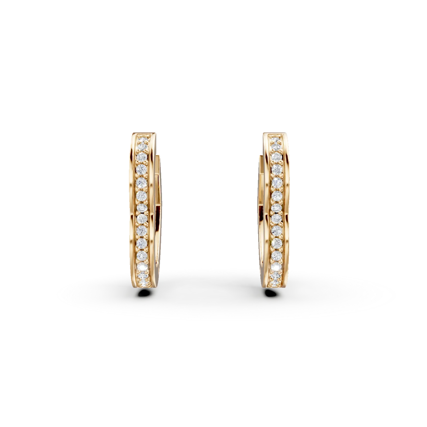 Cercei hoop inimioare din argint galben cu zirconii