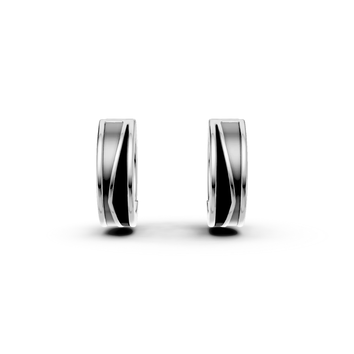 Cercei creole din argint cu insertii negre