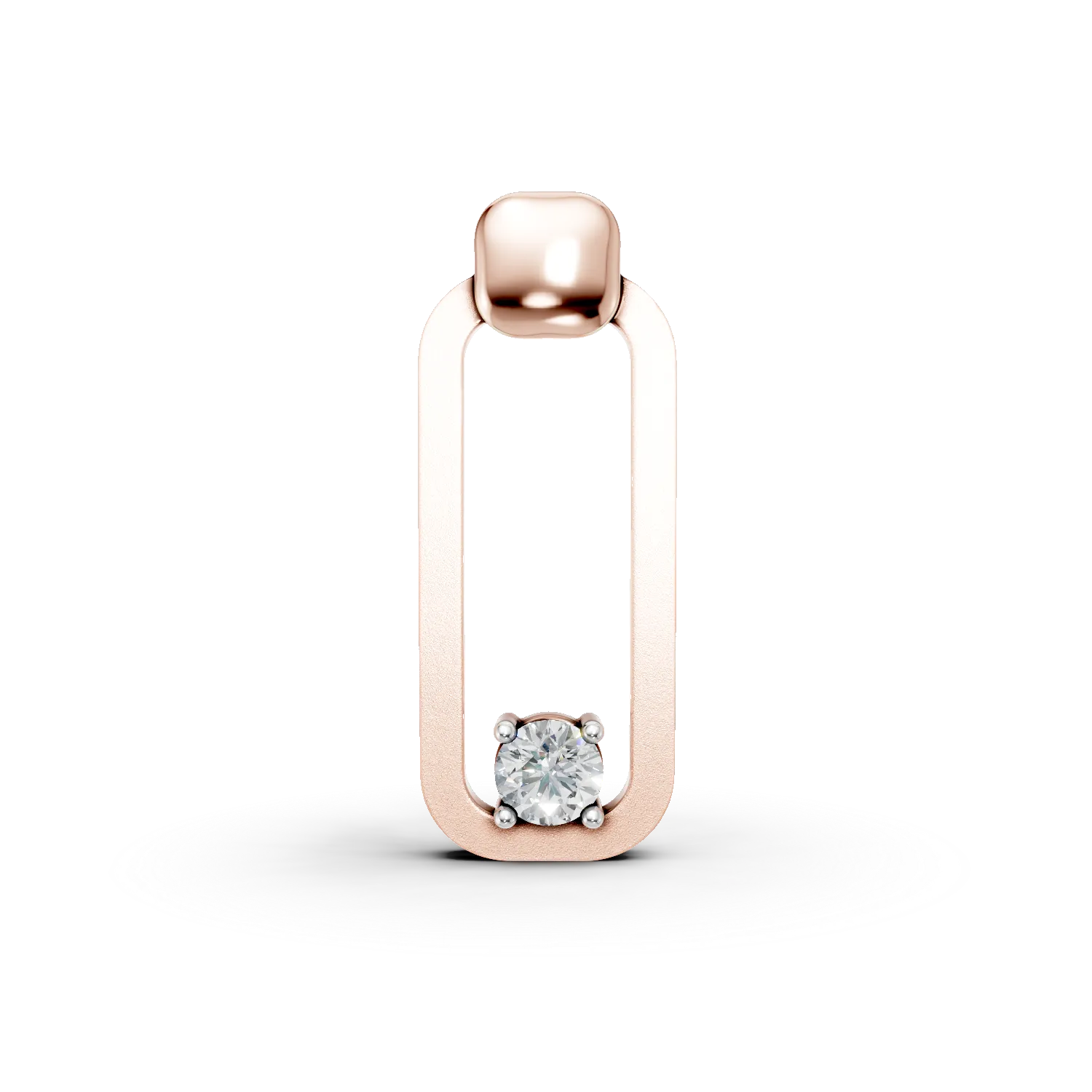 Pandantiv geometric din argint roz cu zirconia solitaire