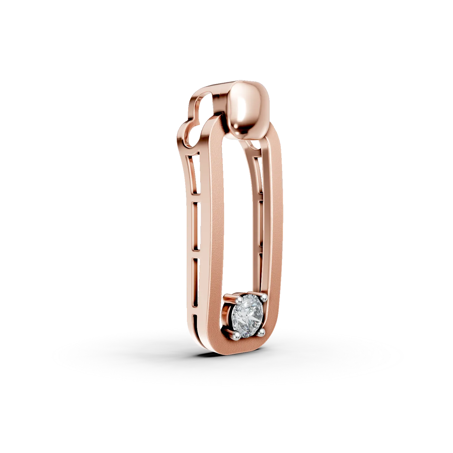 Pandantiv geometric din argint roz cu zirconia solitaire