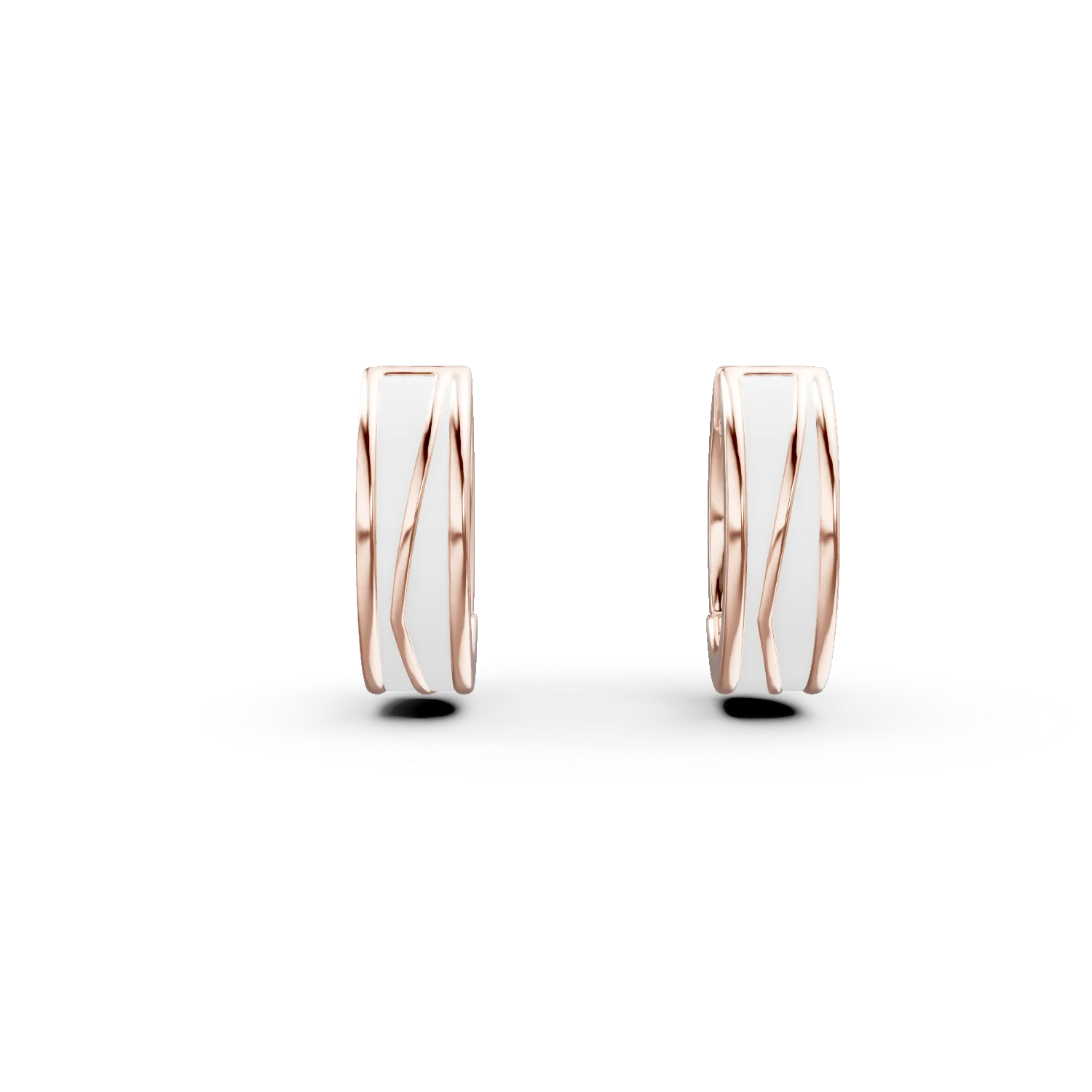 Cercei creole din argint roz cu insertii albe