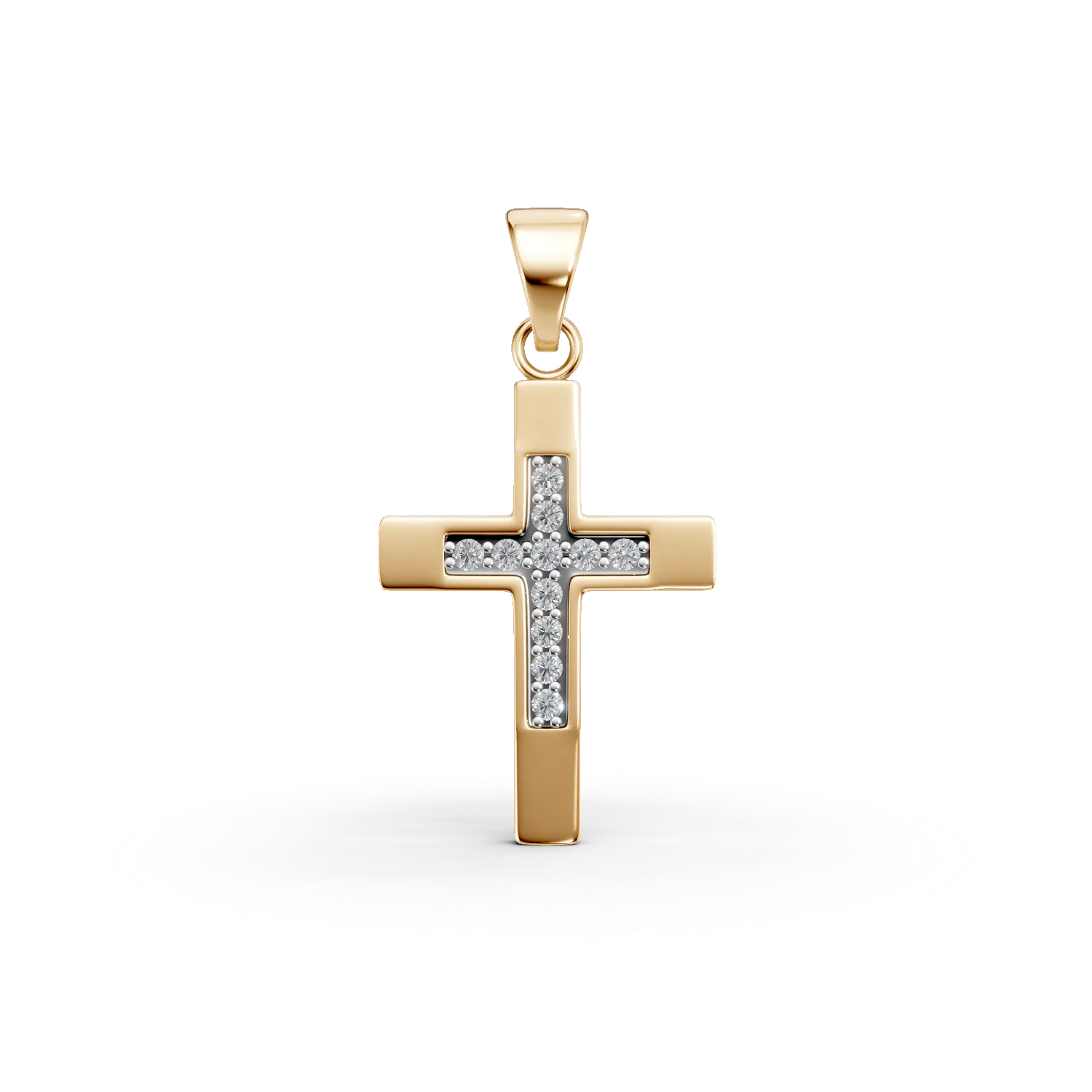Pandantiv cruciulita din argint galben cu zirconii