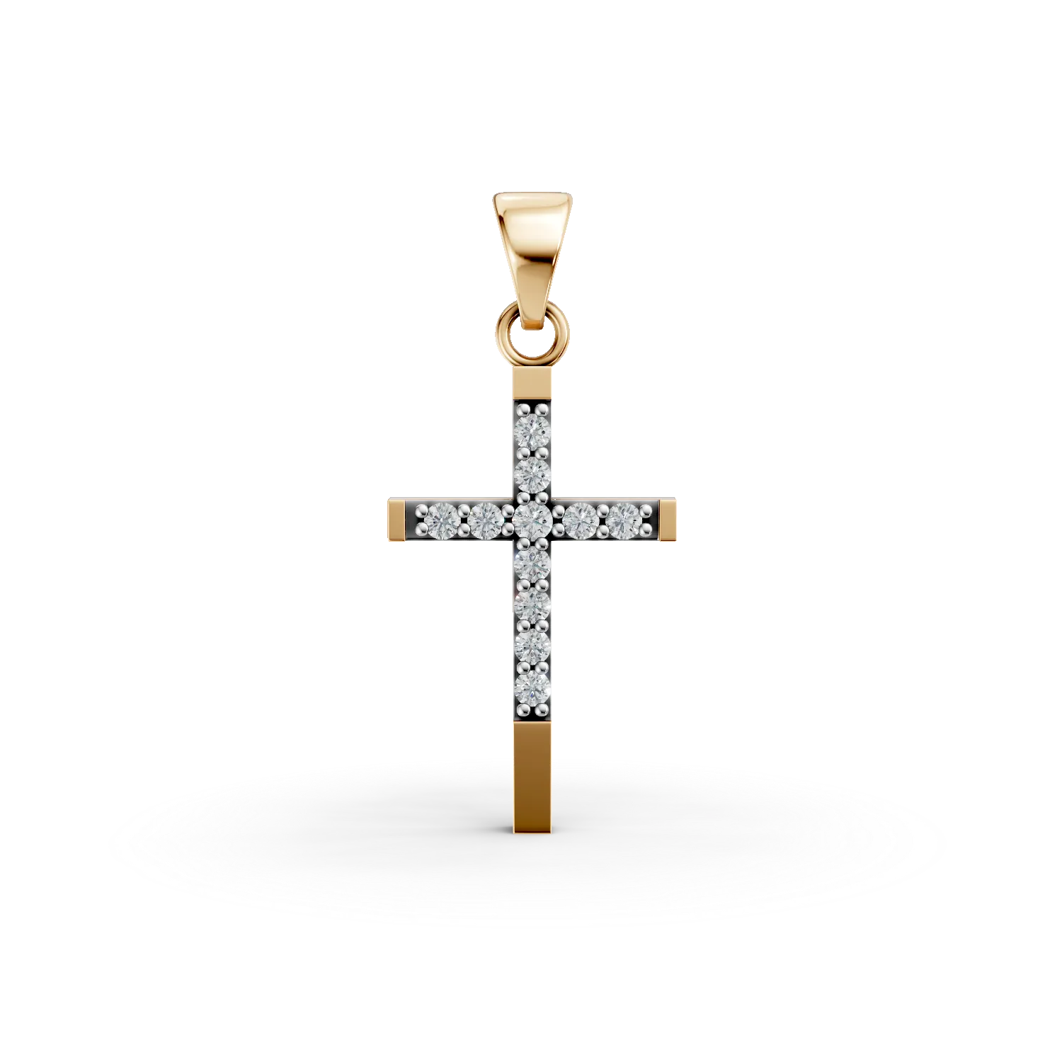 Pandantiv cruciulita din argint galben cu zirconii