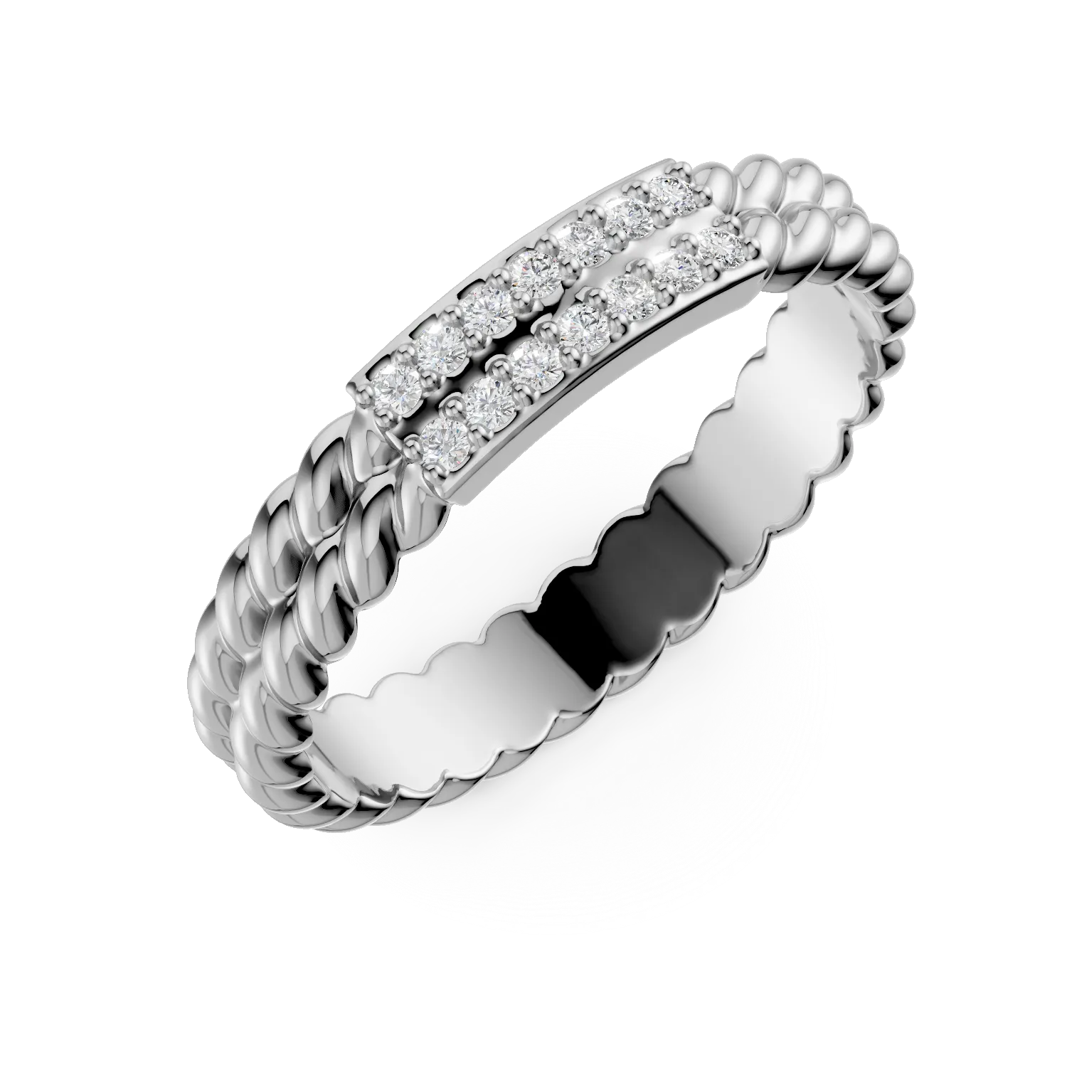 Inel impletit din argint cu zirconii