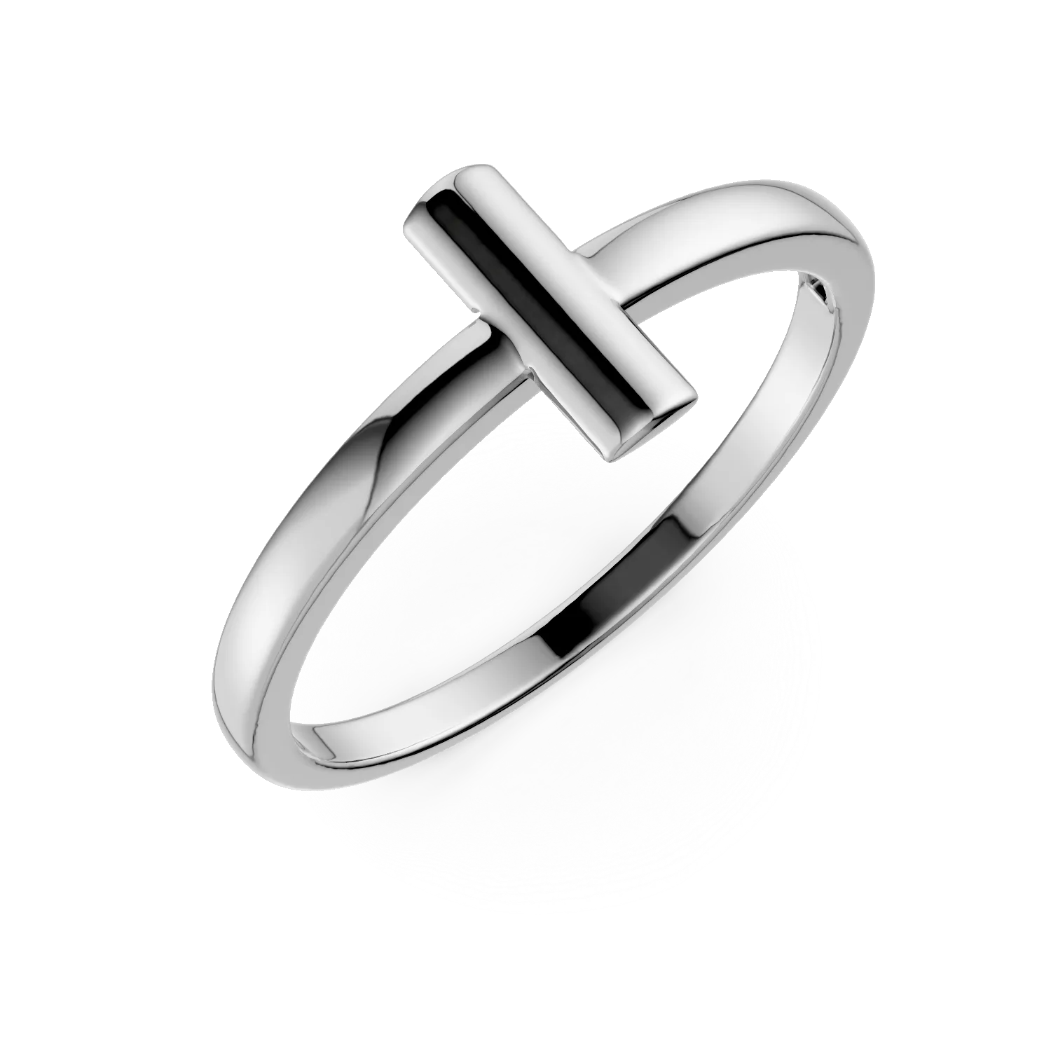 Inel minimalist cu cruce din argint