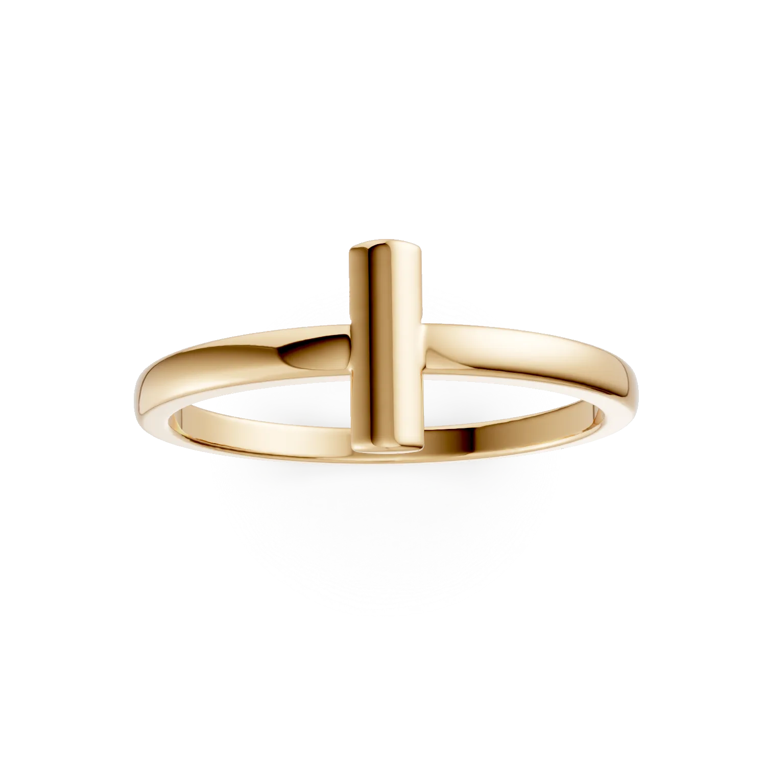 Inel minimalist cu cruce din argint galben