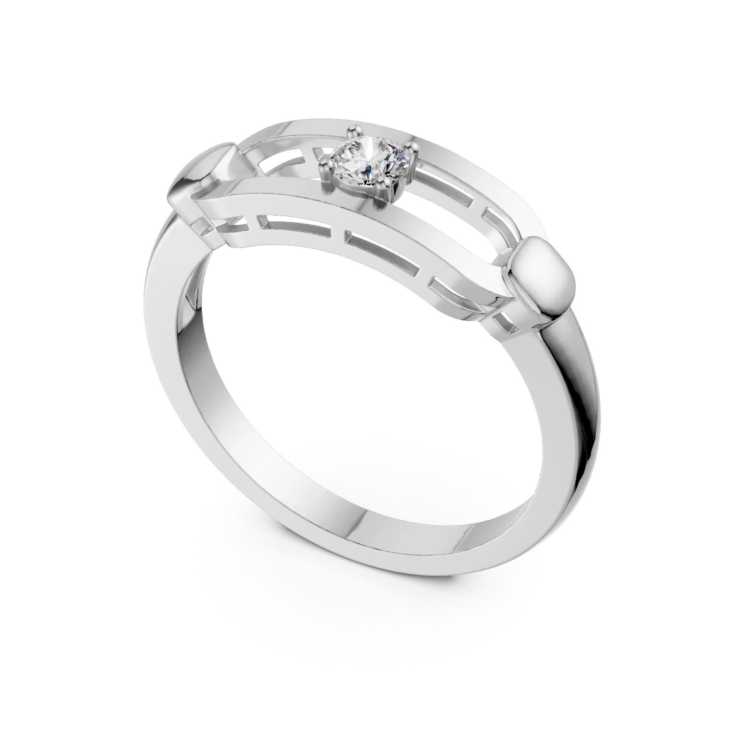 Inel geometric din argint cu zirconia solitaire - imagine 2