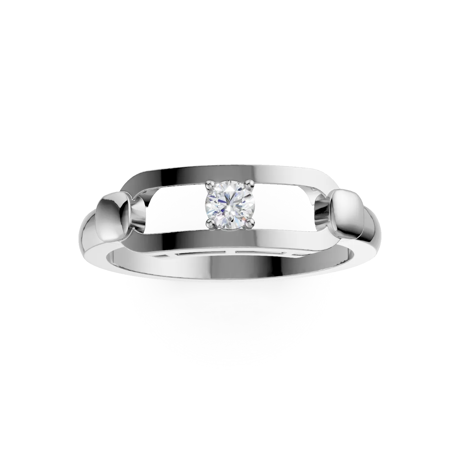 Inel geometric din argint cu zirconia solitaire - imagine 3