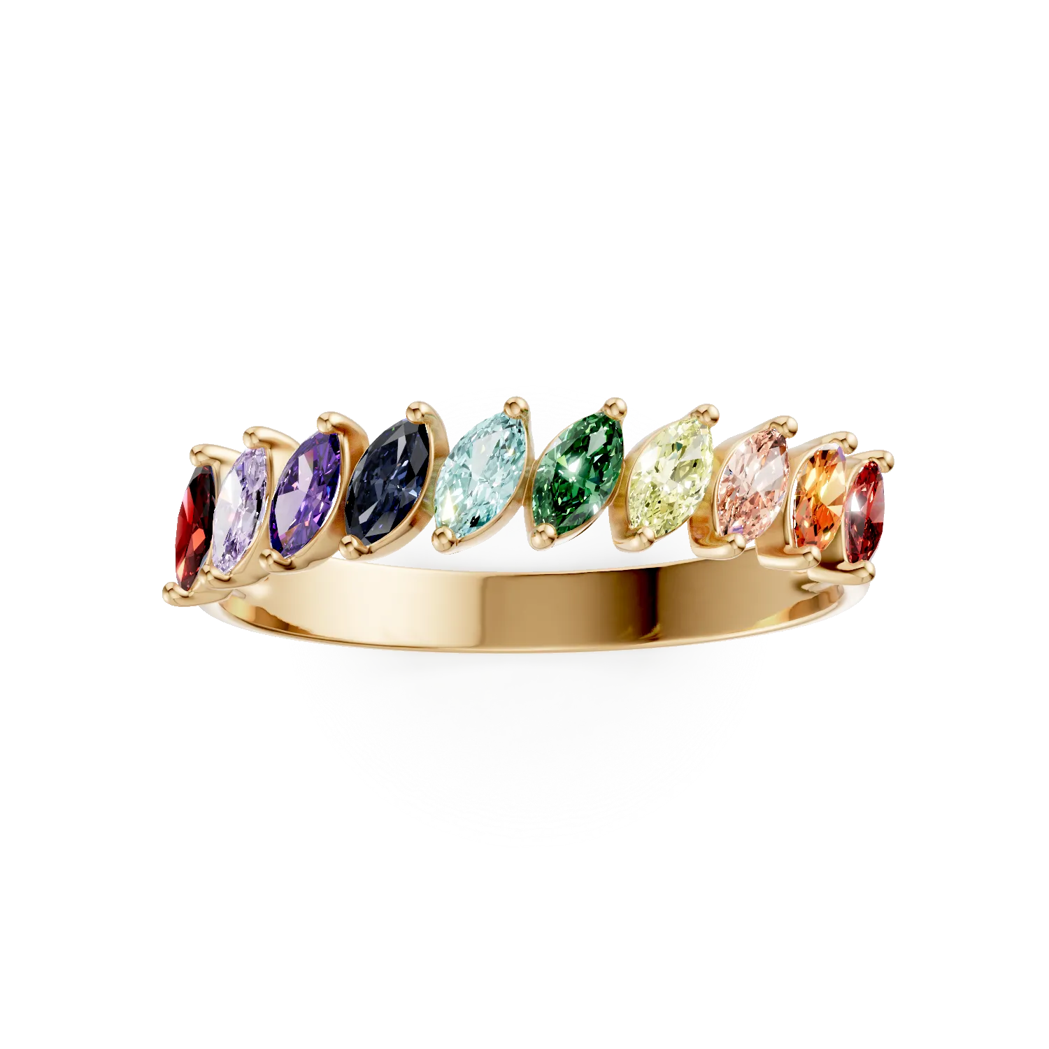 Inel semi eternity din argint galben cu zirconii multicolore