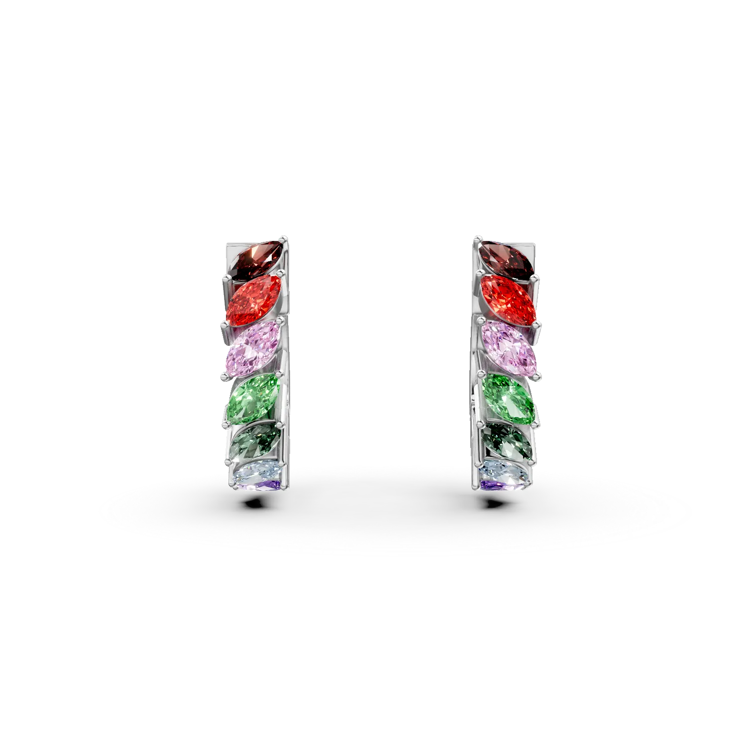 Cercei creole din argint cu zirconii multicolore