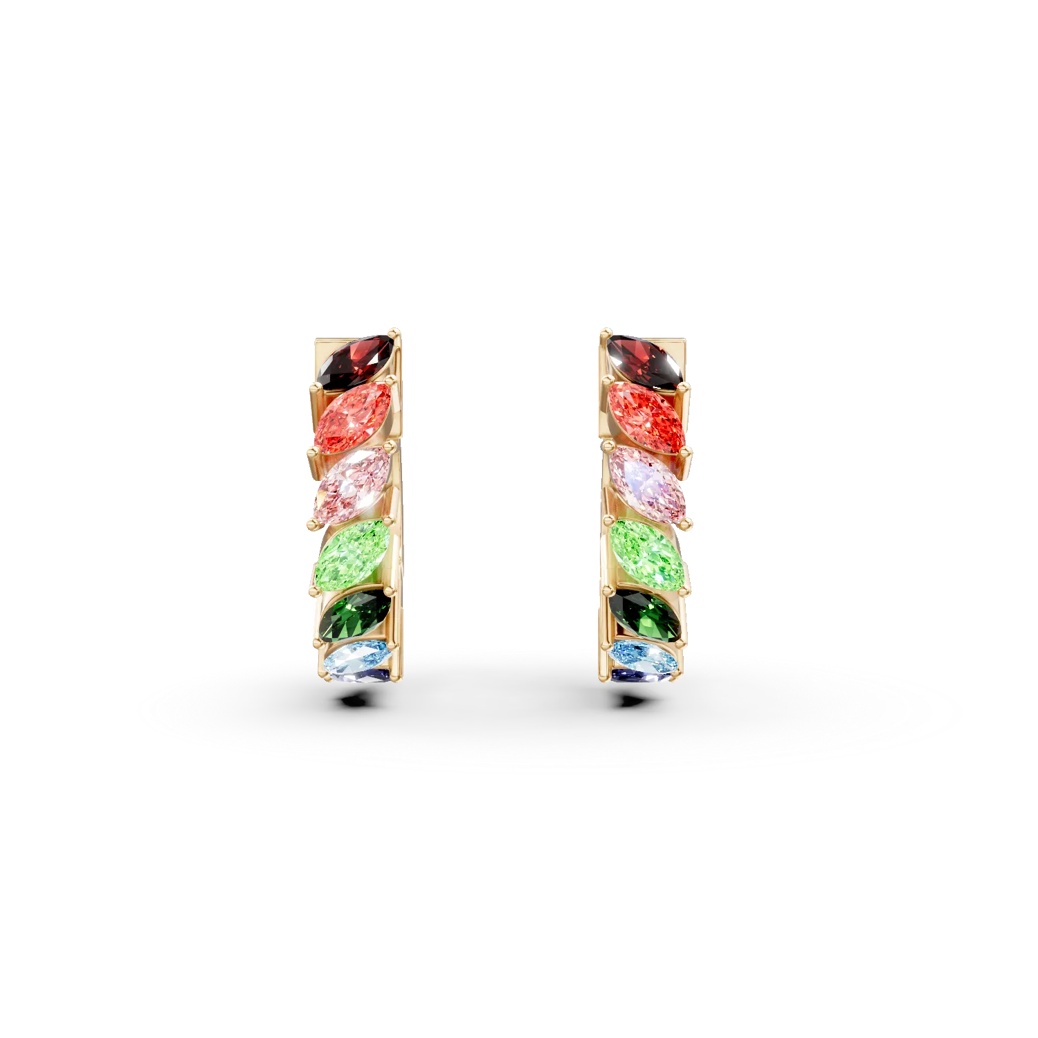 Cercei creole din argint galben cu zirconii multicolore